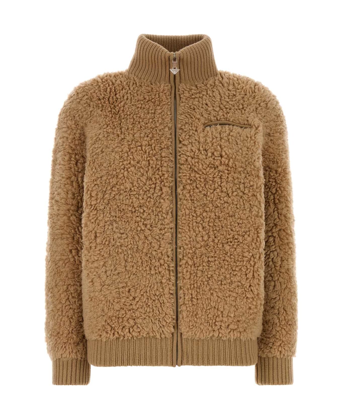 Prada Camel Wool Blend Cardigan - ALBINO