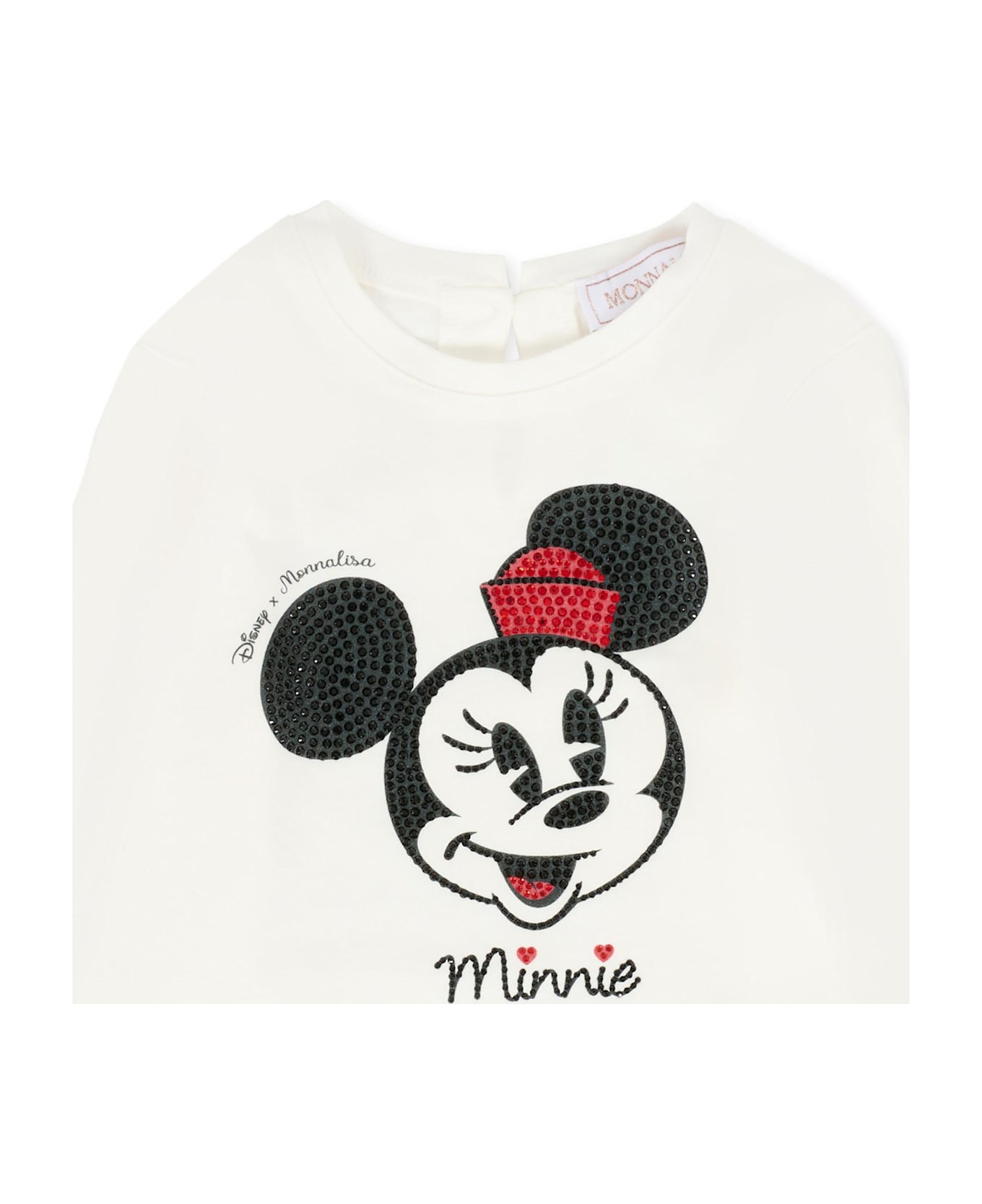 Monnalisa Ivory T-shirt For Baby Girl With Minnie - Ivory