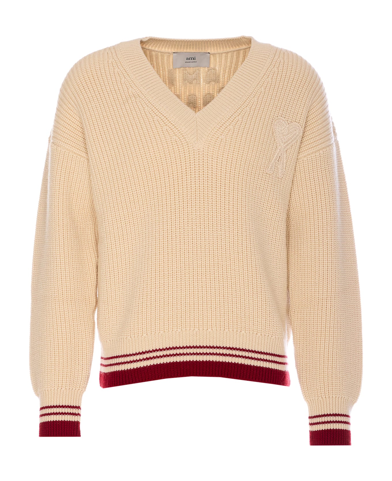 Ami Alexandre Mattiussi Ami Paris Ribbed Sweater - Beige ニットウェア