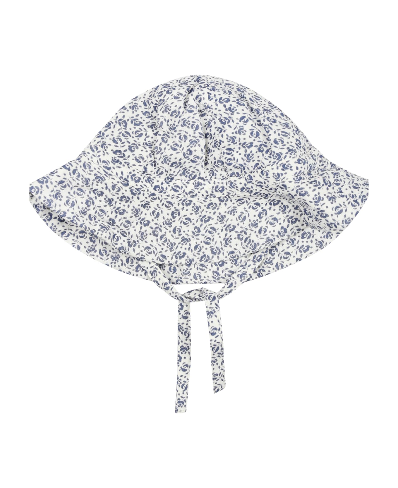 Petit Bateau White Cloche For Baby Girl With Flowers - White アクセサリー＆ギフト