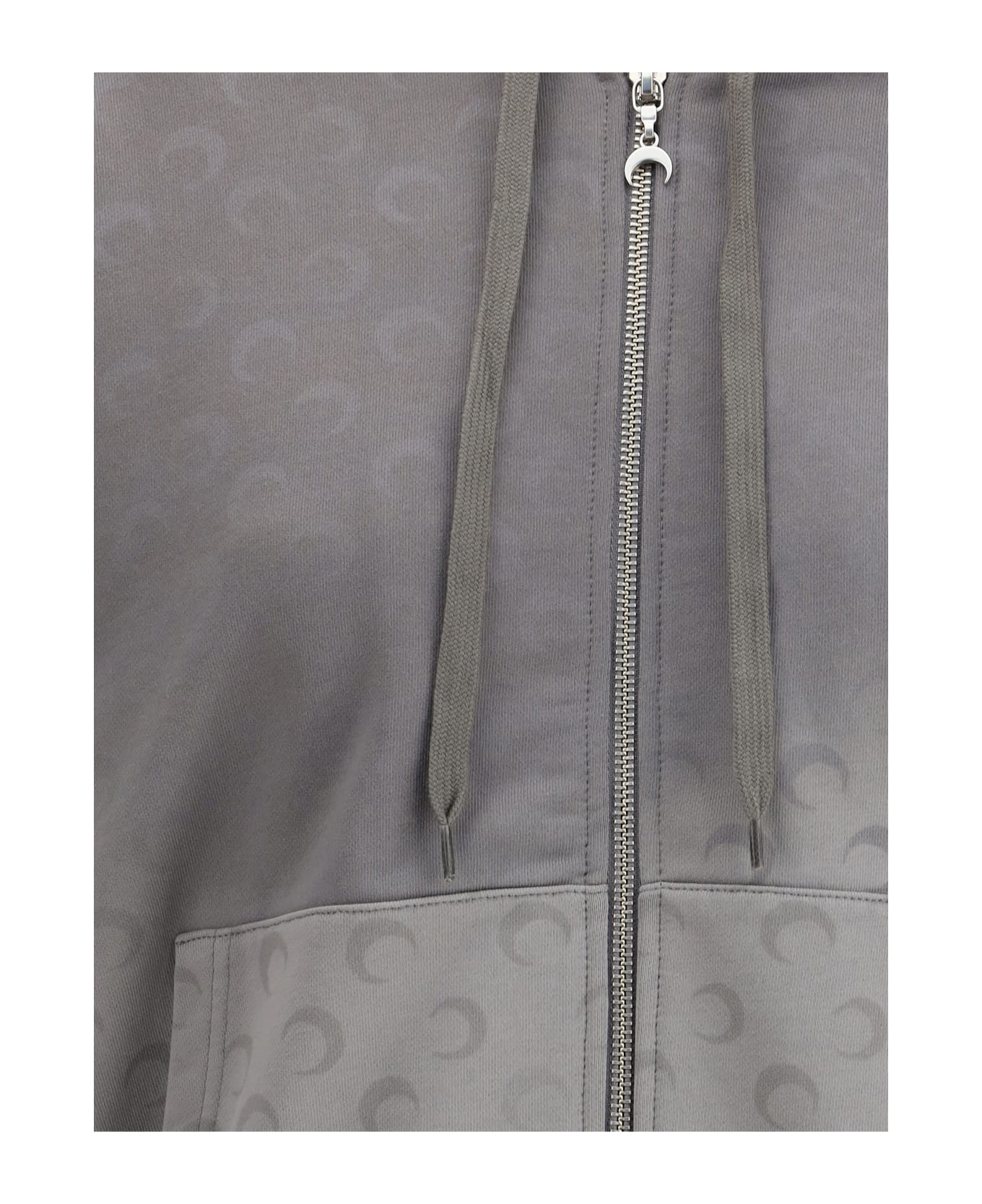 Marine Serre Faded Moon Fleece Zipped Hoodie - GREY
