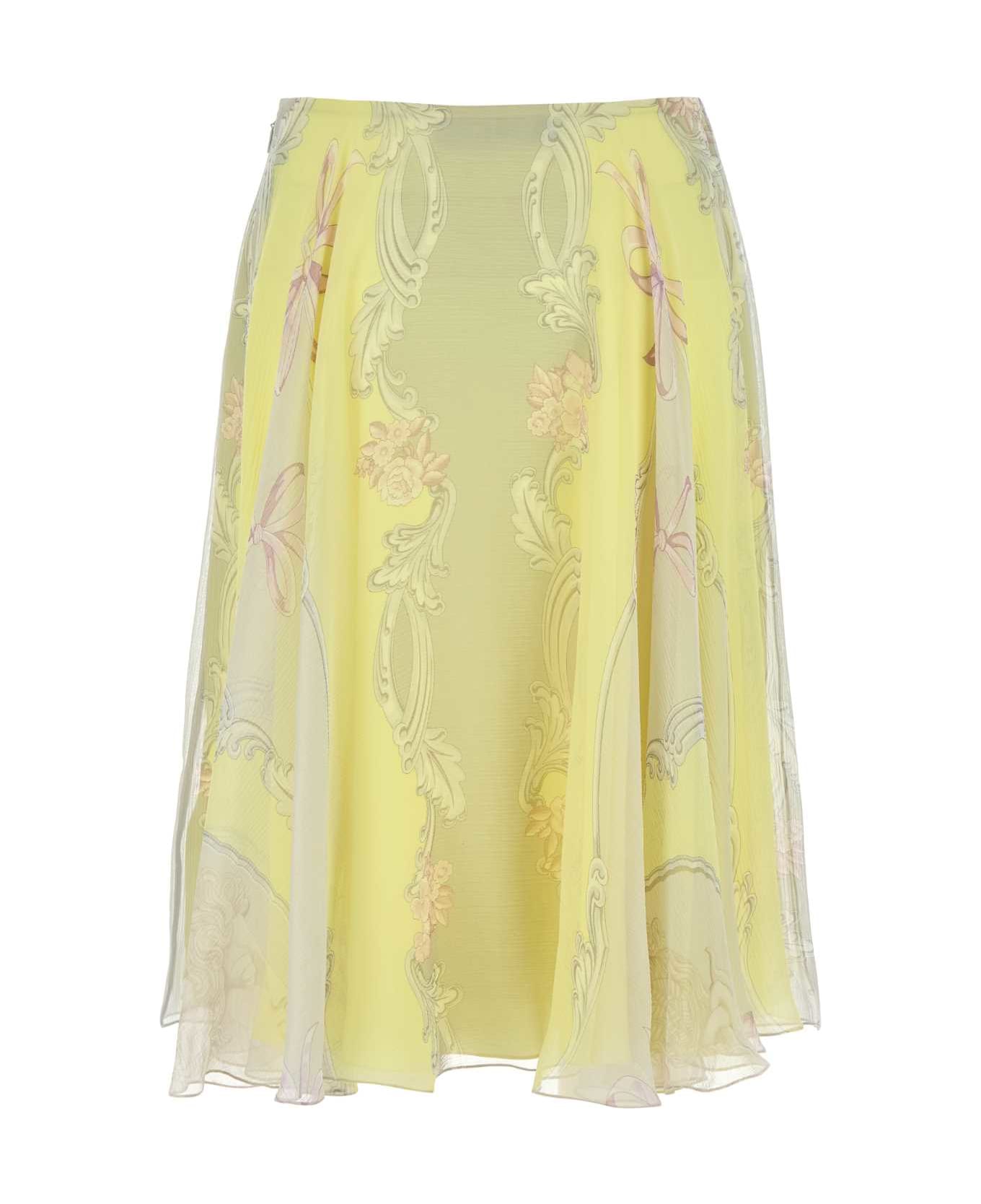 Versace Printed Crepe Skirt - PALEYELLOWLIGHTGREY