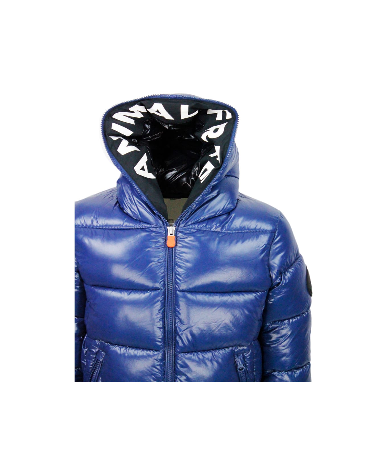 Save the Duck Artie Down Jacket With Hood With Animal Free Padding With Animal-free Padding With Zip Closure And Logo On The Sleeve. Elasticated Edges. - Blu
