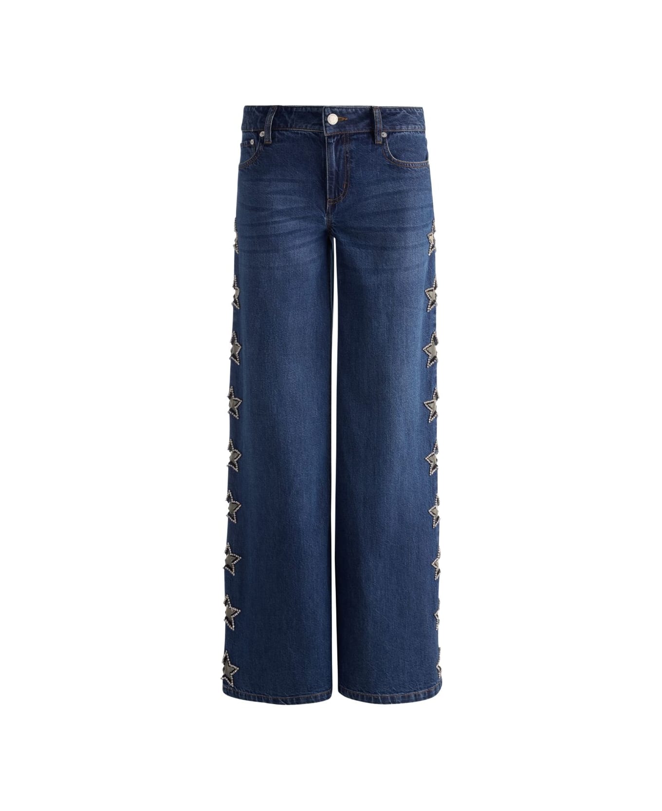 Alice + Olivia Embellished Baggy Jeans - Blue
