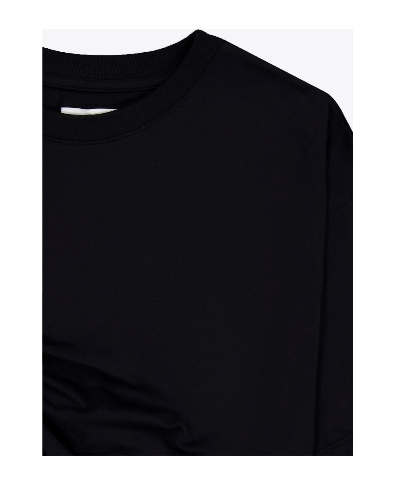 Laneus Jersey T-shirt Woman Black cotton cropped t-shirt with drapery - Jersey T-shirt - Nero