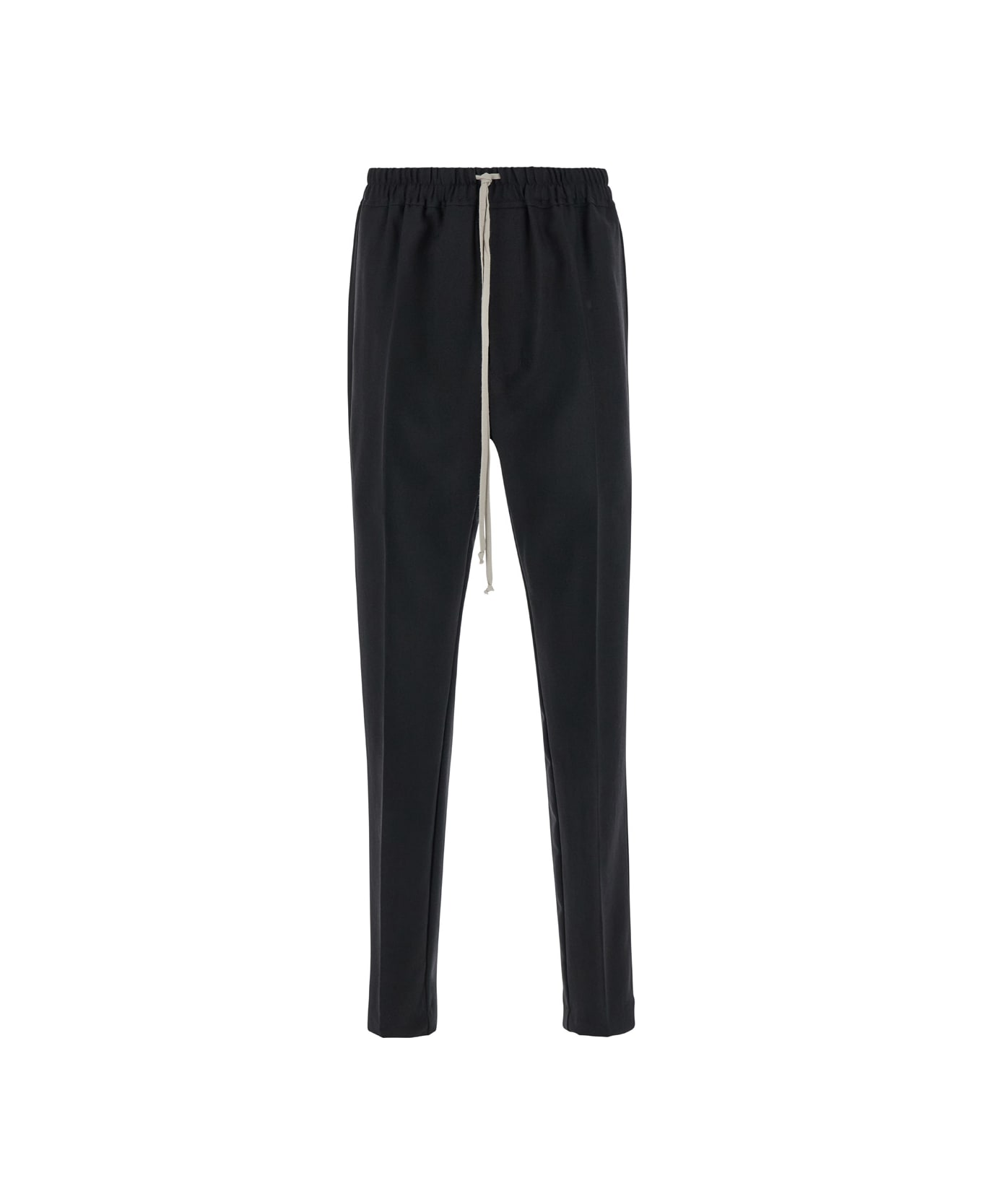 Rick Owens Black Pants With Oversize Drawstring In Wool Man - Black