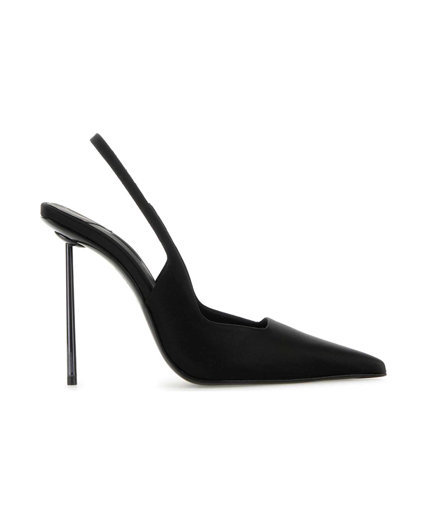 Le Silla Black Satin Chanel Amelia Pumps - NERO