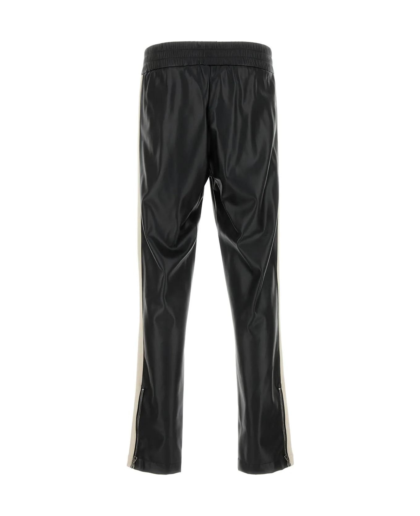 Palm Angels Black Synthetic Leather Pant - BLACK OFF WHITE