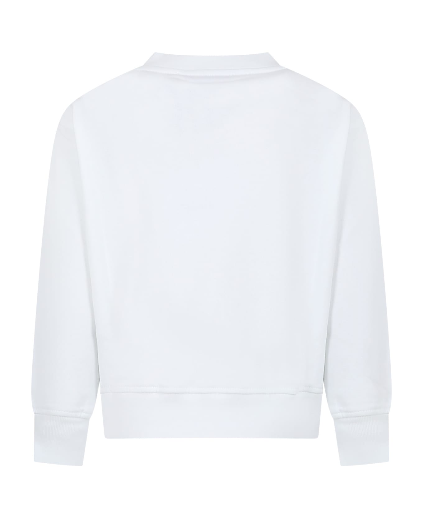 MSGM White Sweatshirt For Kids With Logo - Bianco ニットウェア＆スウェットシャツ