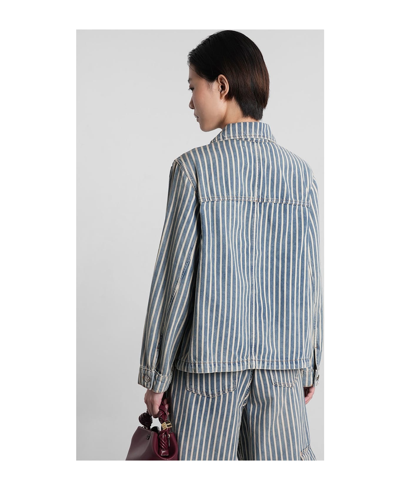 Ganni Denim Jackets In Blue Cotton - blue