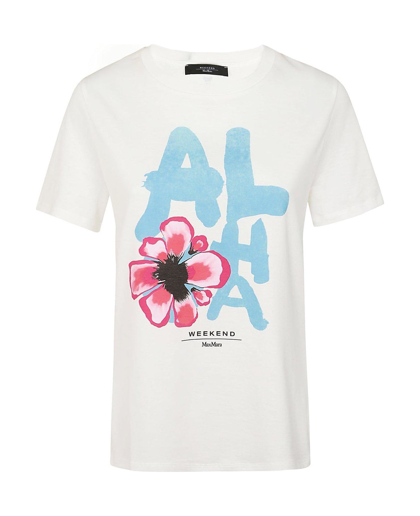 Weekend Max Mara Logo Printed Crewneck T-shirt - Bianco St Alhoa Tシャツ