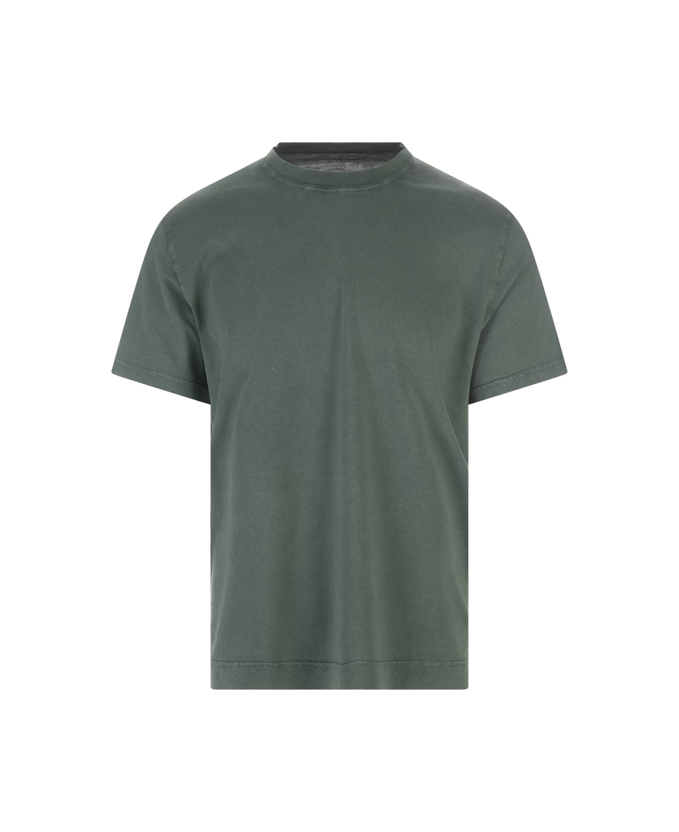 Fedeli Basic T-shirt In Moss Green Organic Cotton - Green