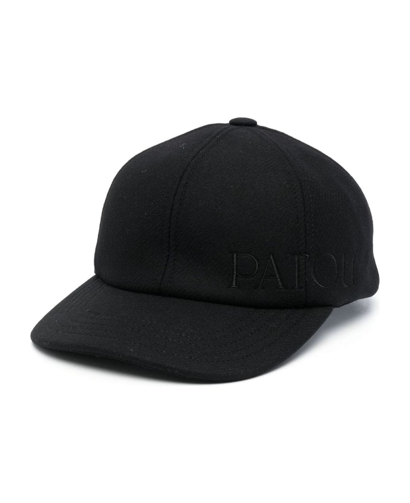 Patou Black Virgin Wool Blend Cap - Black 帽子