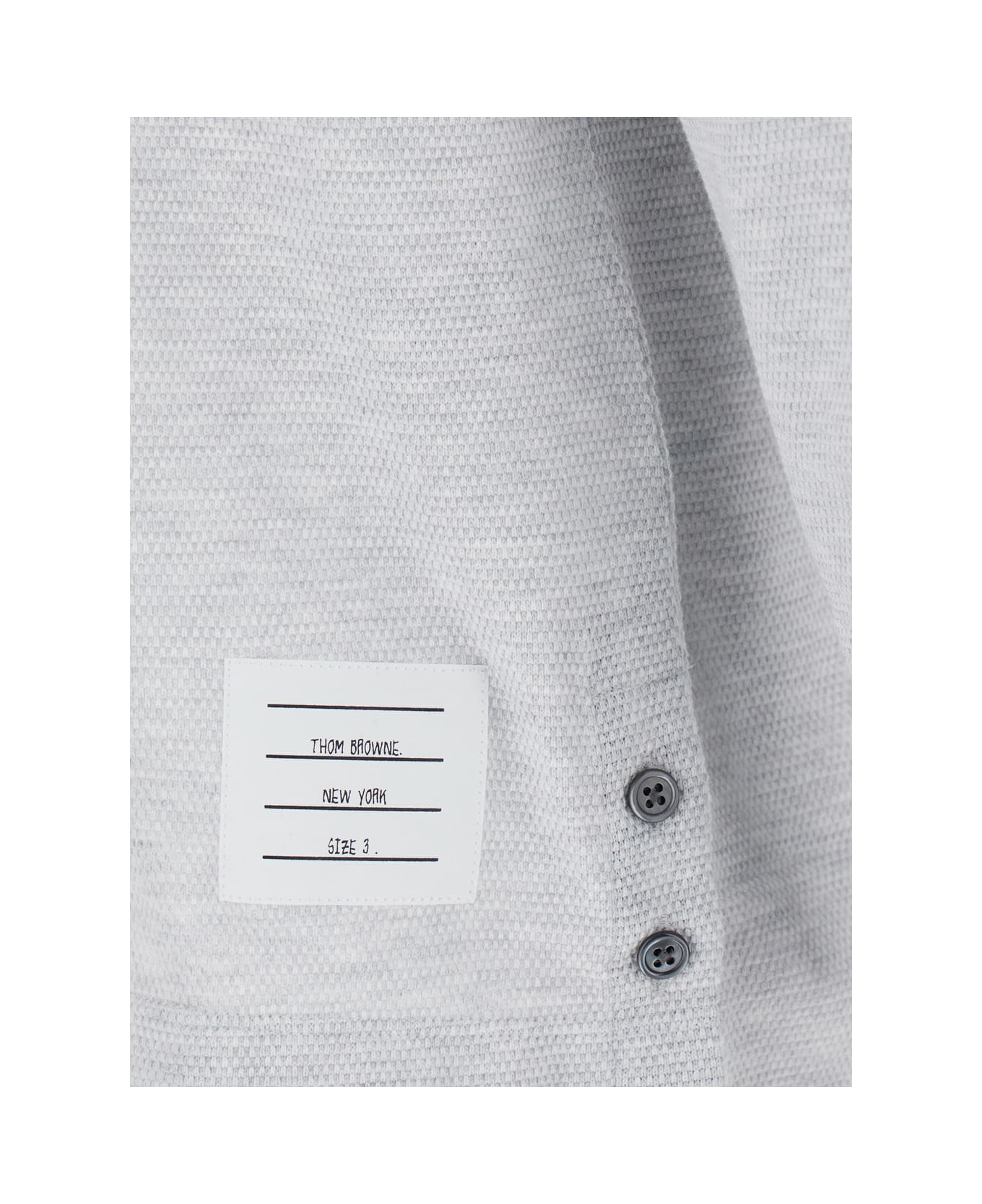 Thom Browne Grey Polo With 4 Bar Detail In Cotton Man - Grey