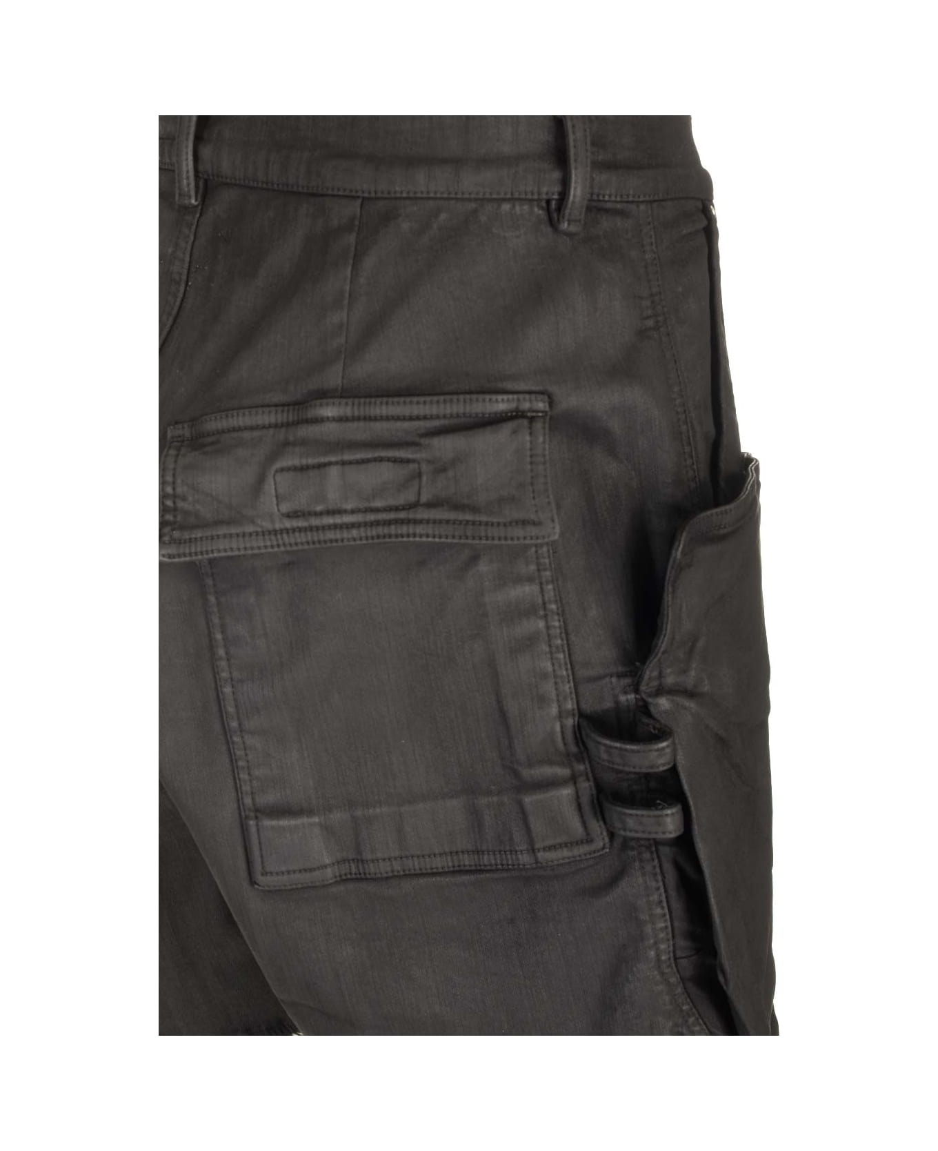 Rick Owens 'stefan' Denim Cargo Shorts - Black Wax