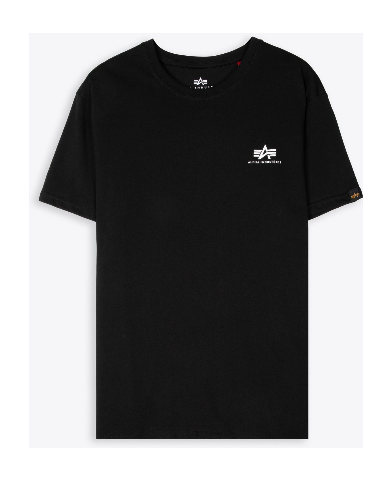 Alpha Industries Basic T Small Logo Black Cotton T-shirt With Chest Logo - Nero