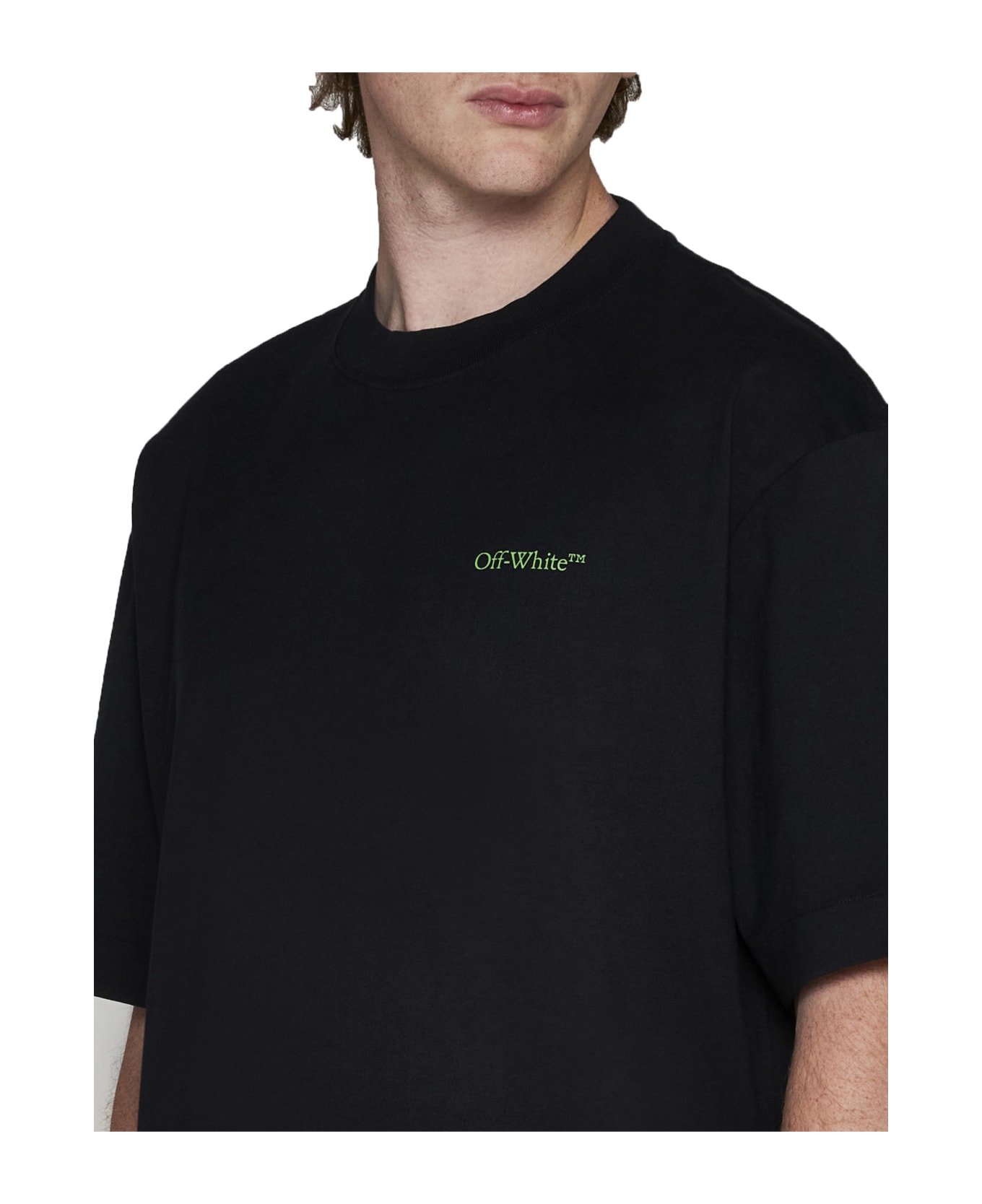 Off-White Logo Printed Crewneck T-shirt - Black green