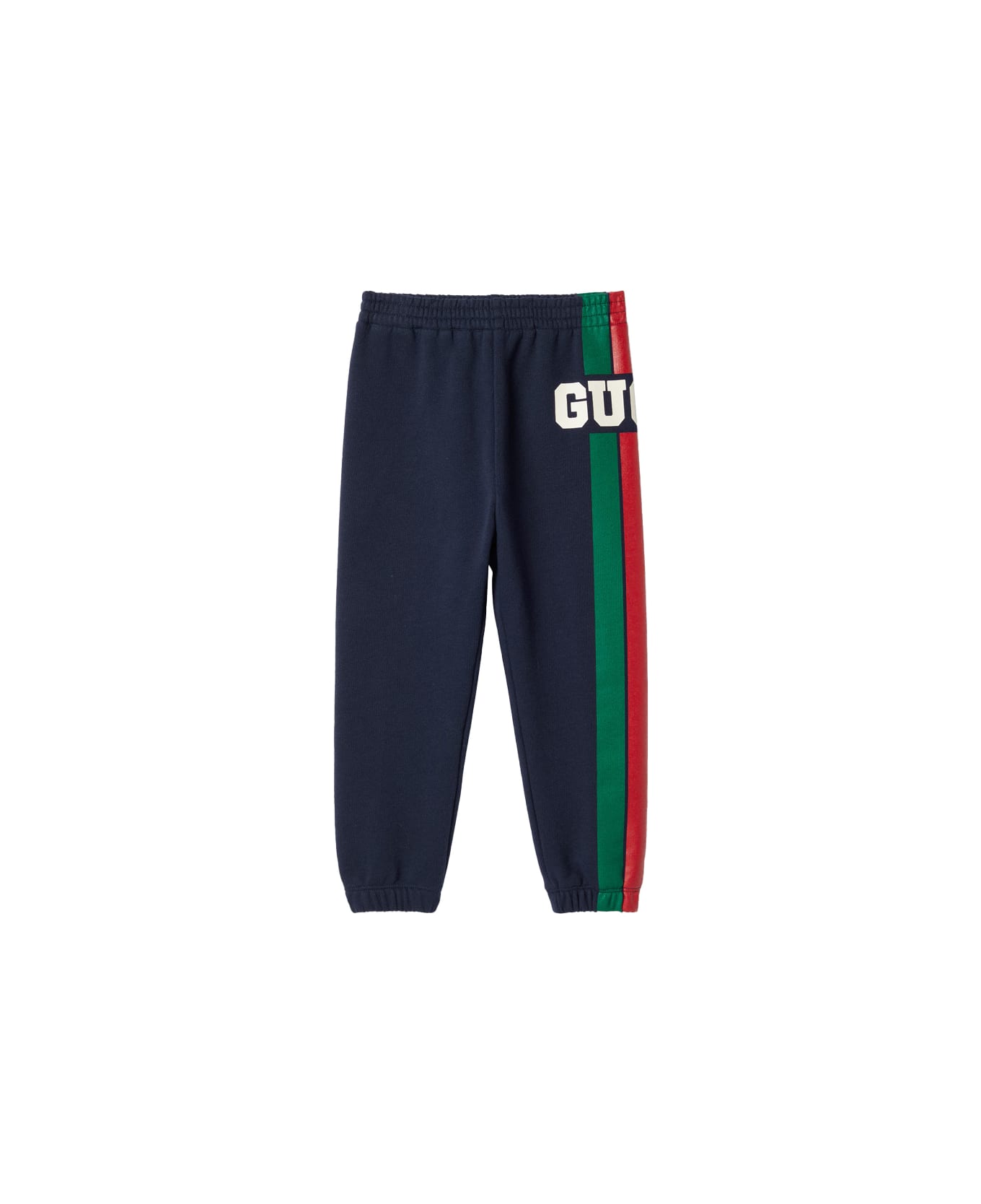 Gucci Dark Blue Joggers With Gucci Web Print - Blue