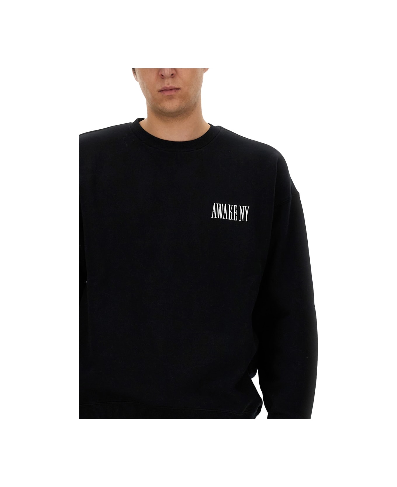 Awake NY Sweatshirt With Logo - BLACK