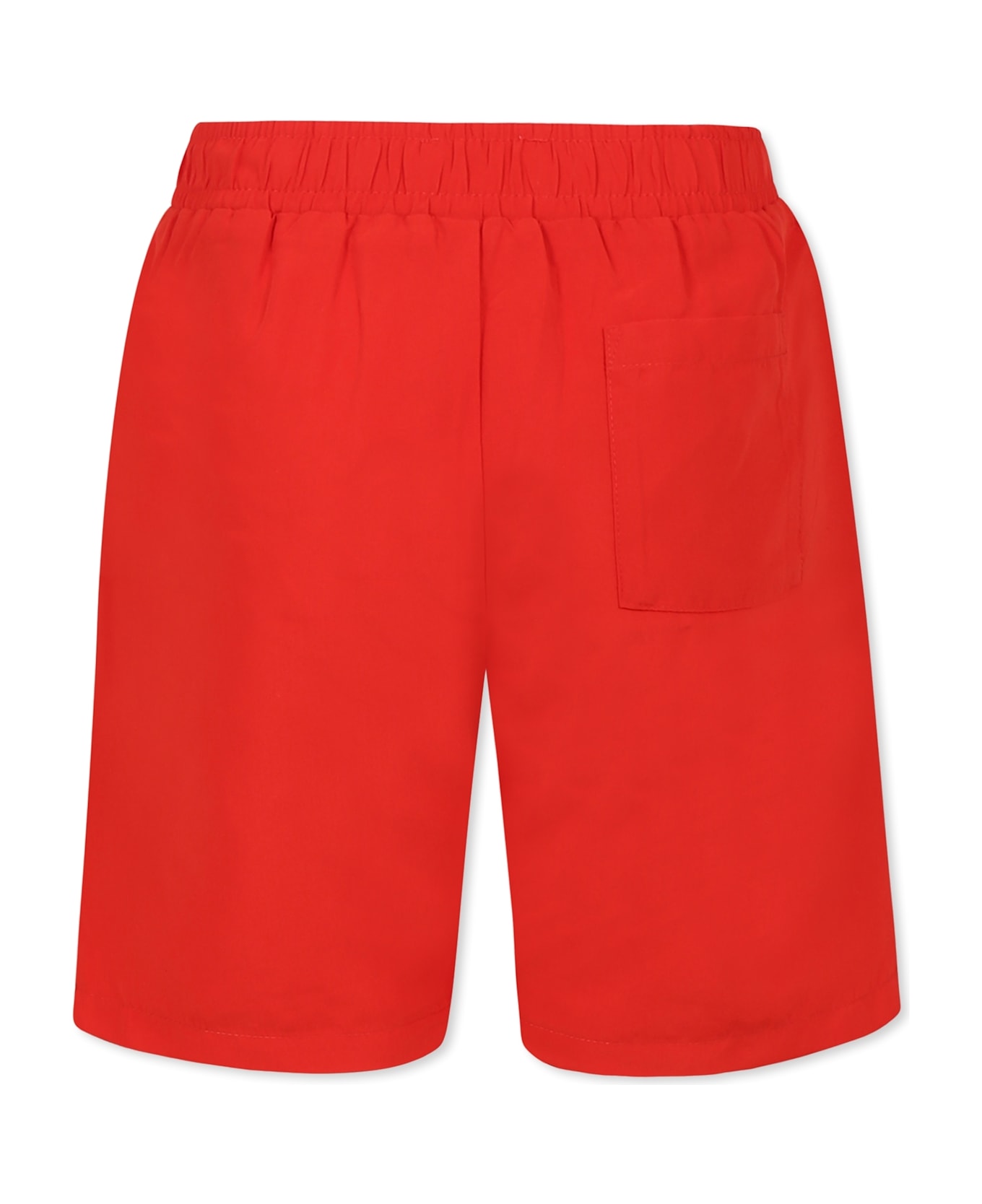 Kenzo Kids Red Swim Shorts For Boy With Lucky Tiger - Red