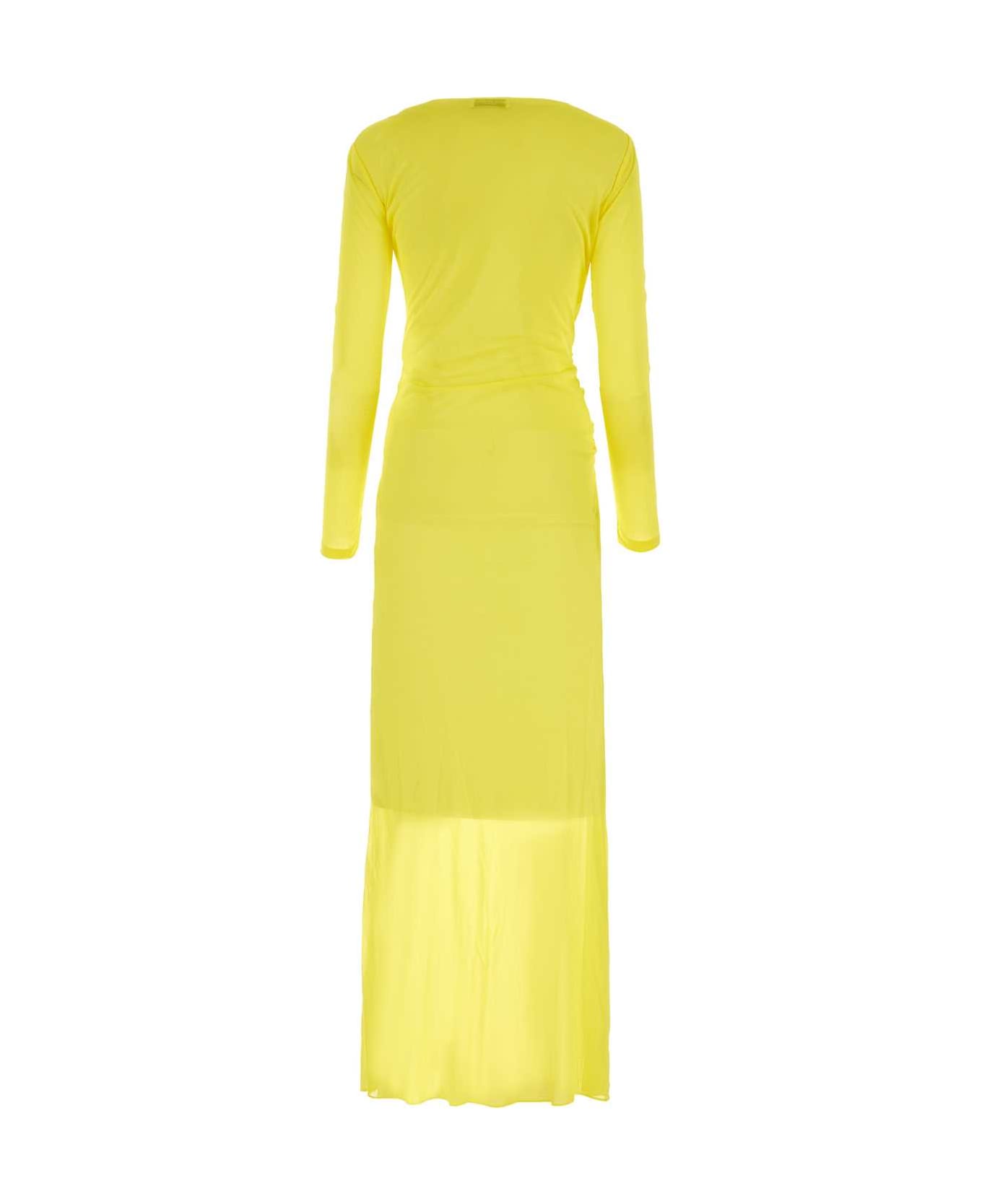 Saint Laurent Yellow Crepe Long Dress - Yellow