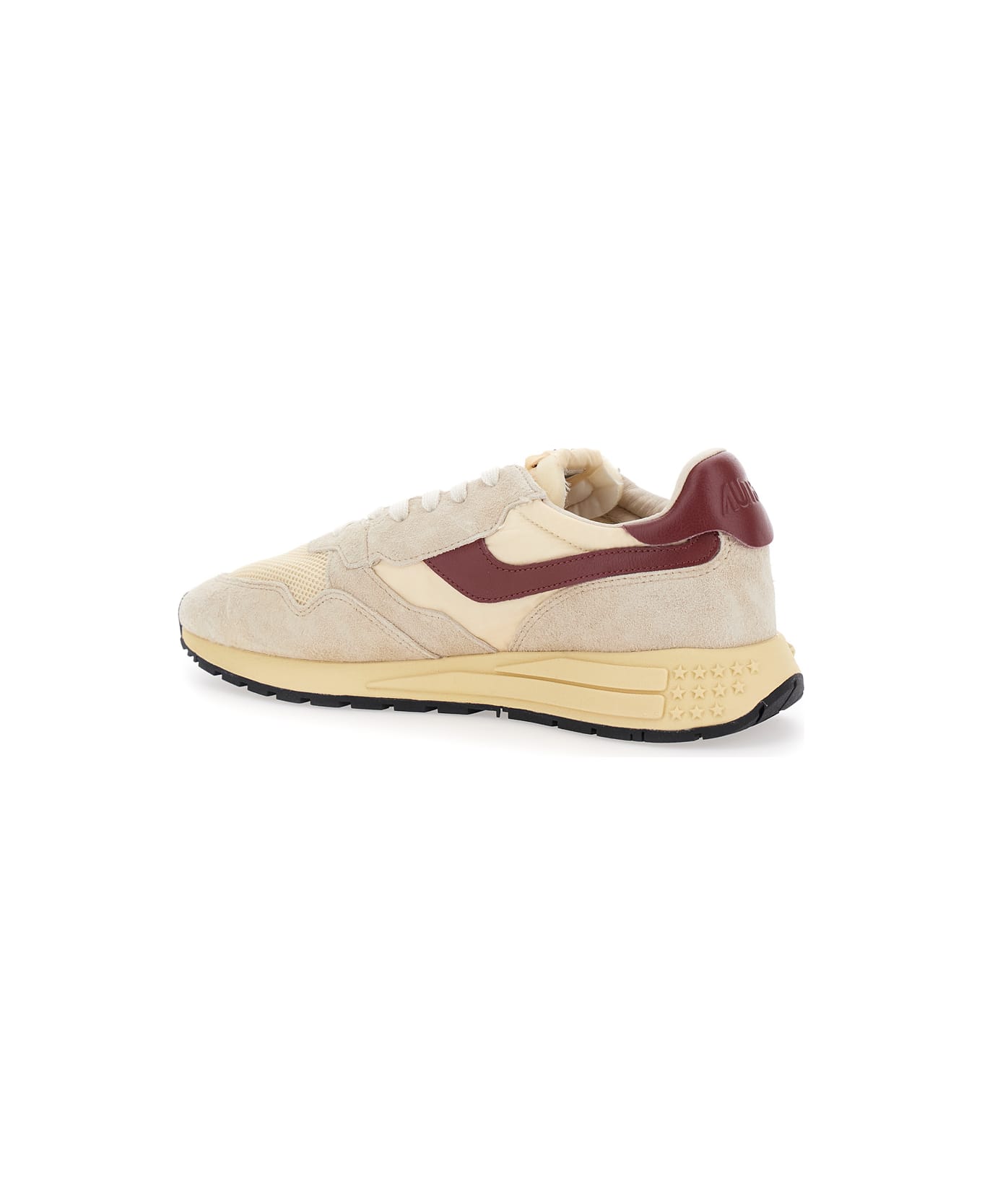 Autry 'reelwind' Beige Low Top Sneakers With Logo Patch Ontongue And Side In Suede Man - Beige