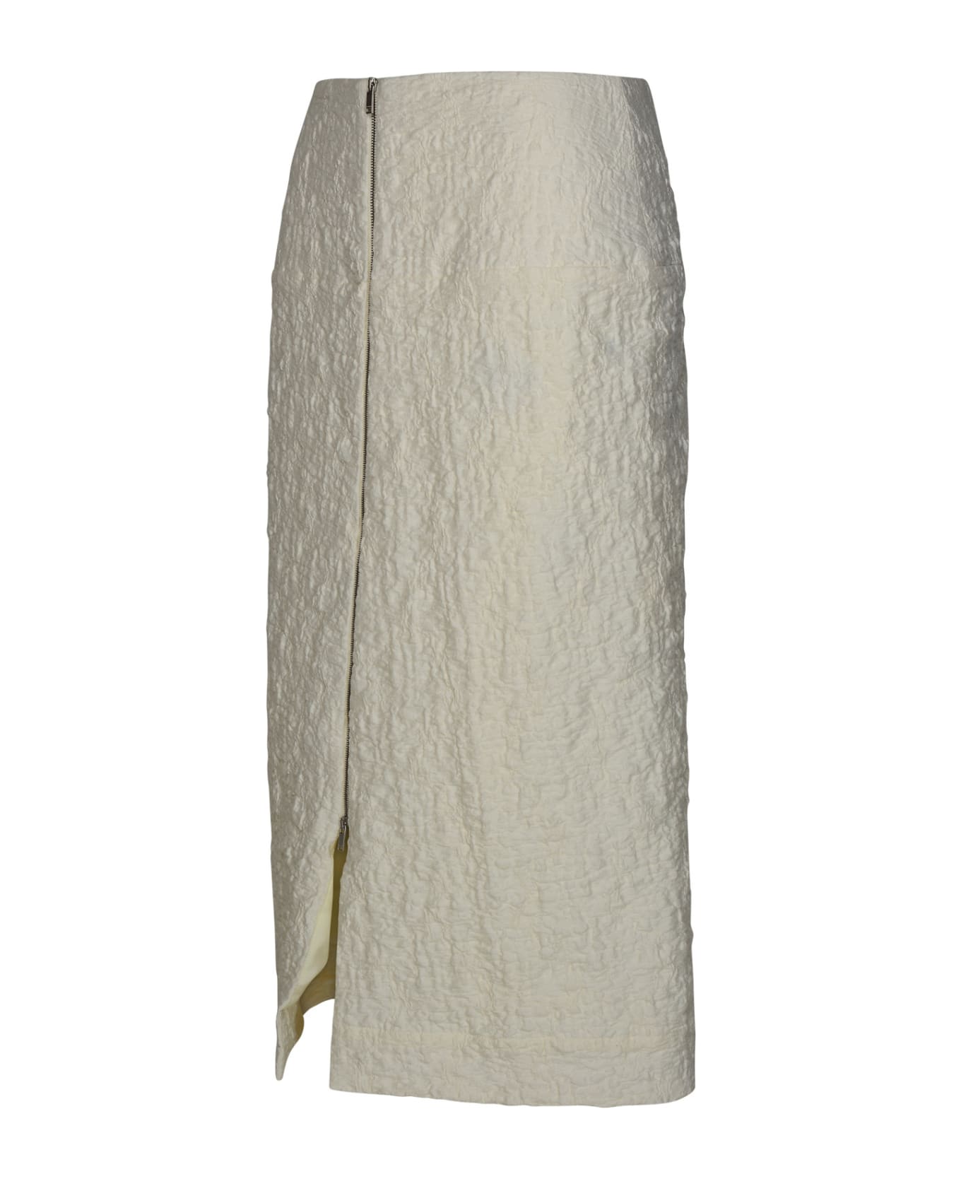 Jil Sander White Cotton Blend Skirt - Yellow Cream