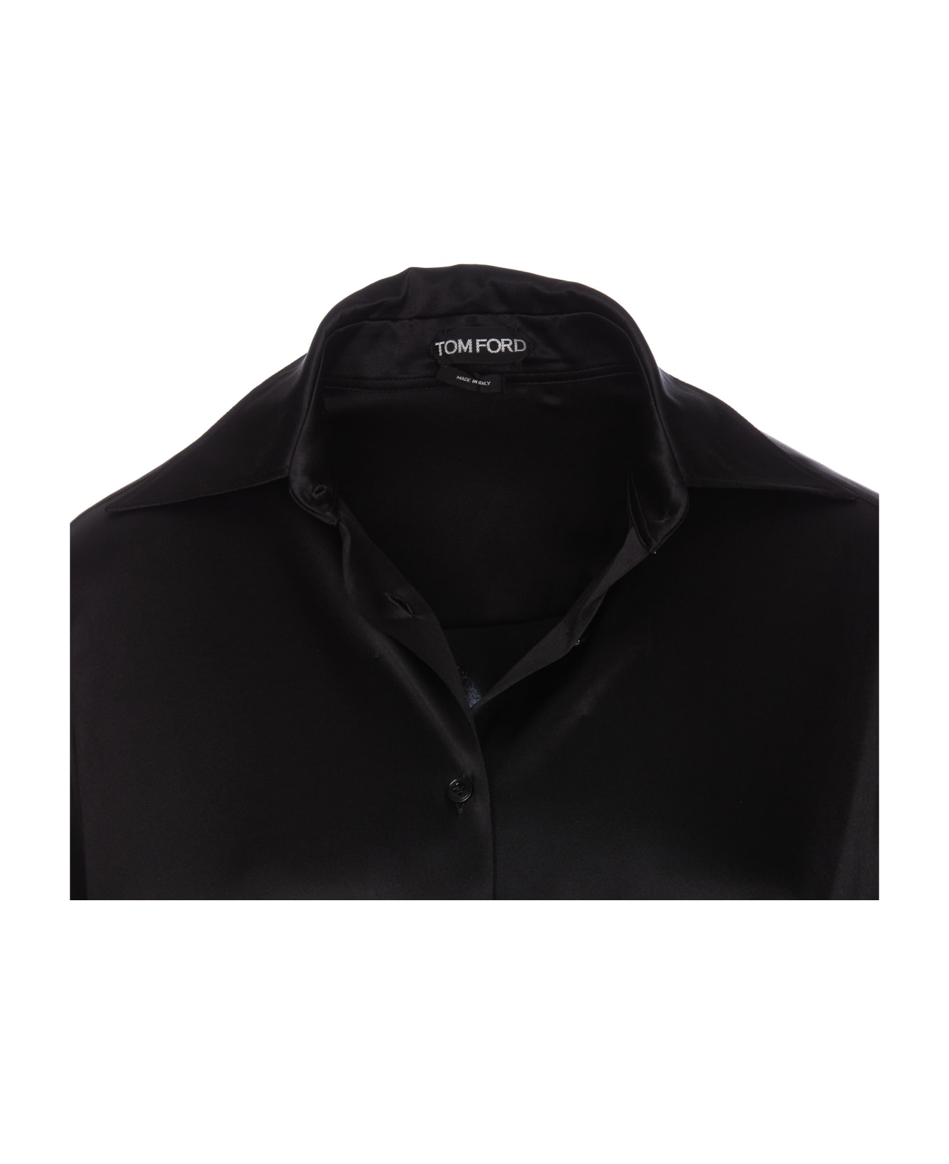 Tom Ford Stretch Silk Satin Relaxed Fit Shirt - Black シャツ
