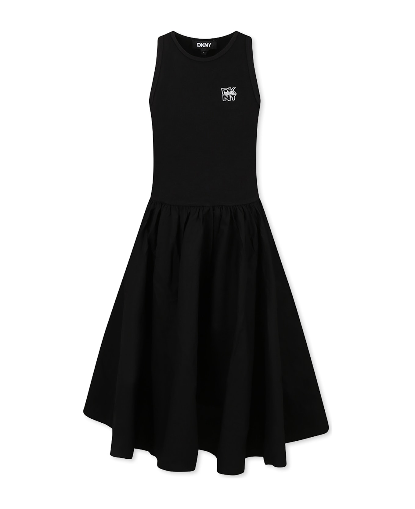 DKNY Black Dress For Girl With Logo - Black