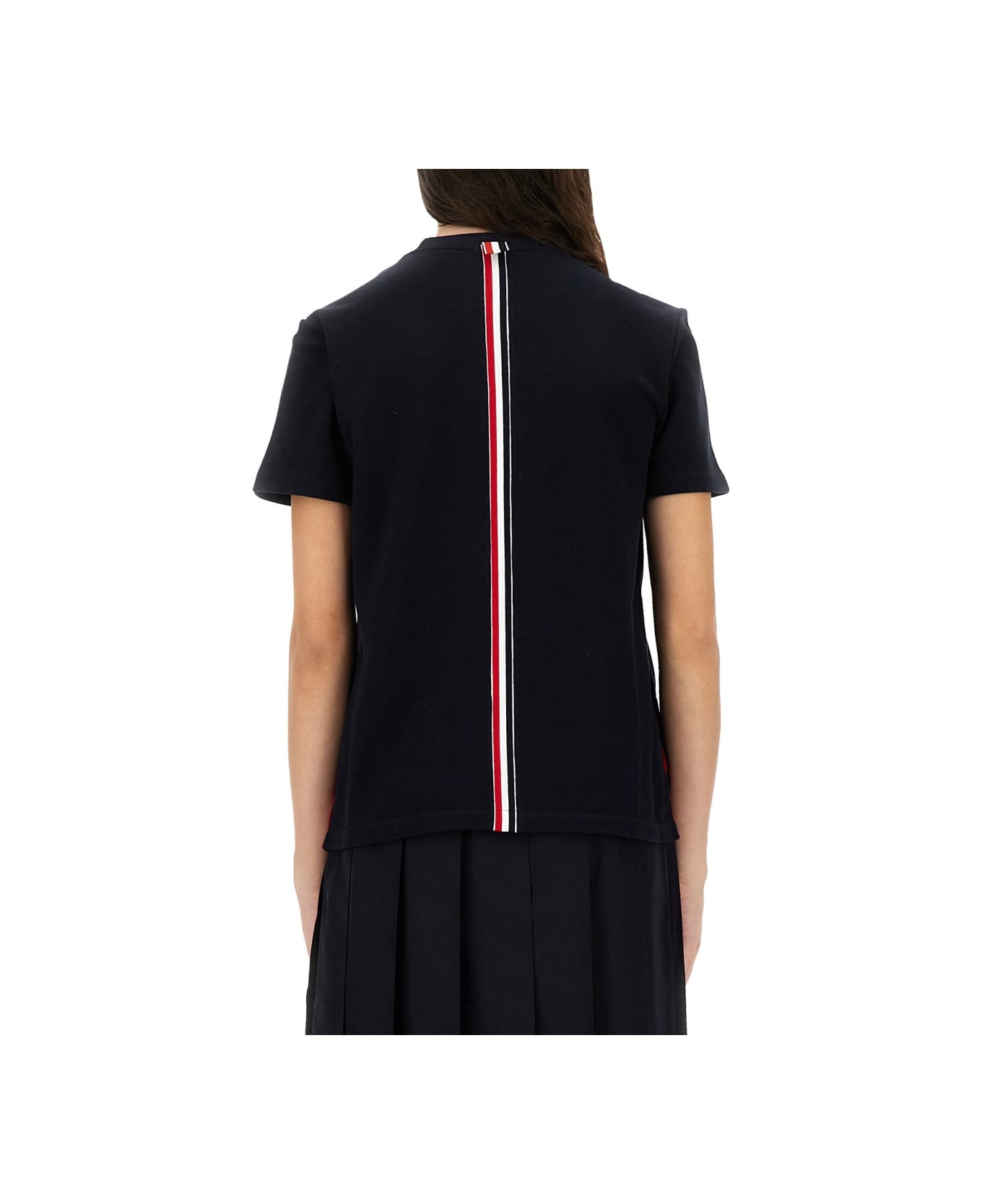 Thom Browne T-shirt With Stripes - BLUE