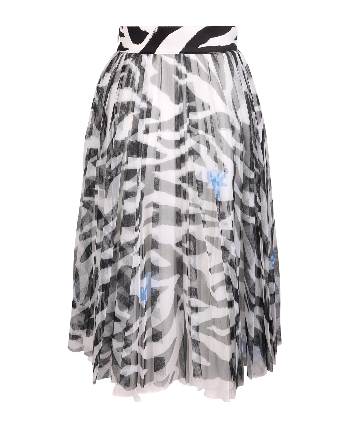 Off-White Leopard Print Pleated Skirt - White