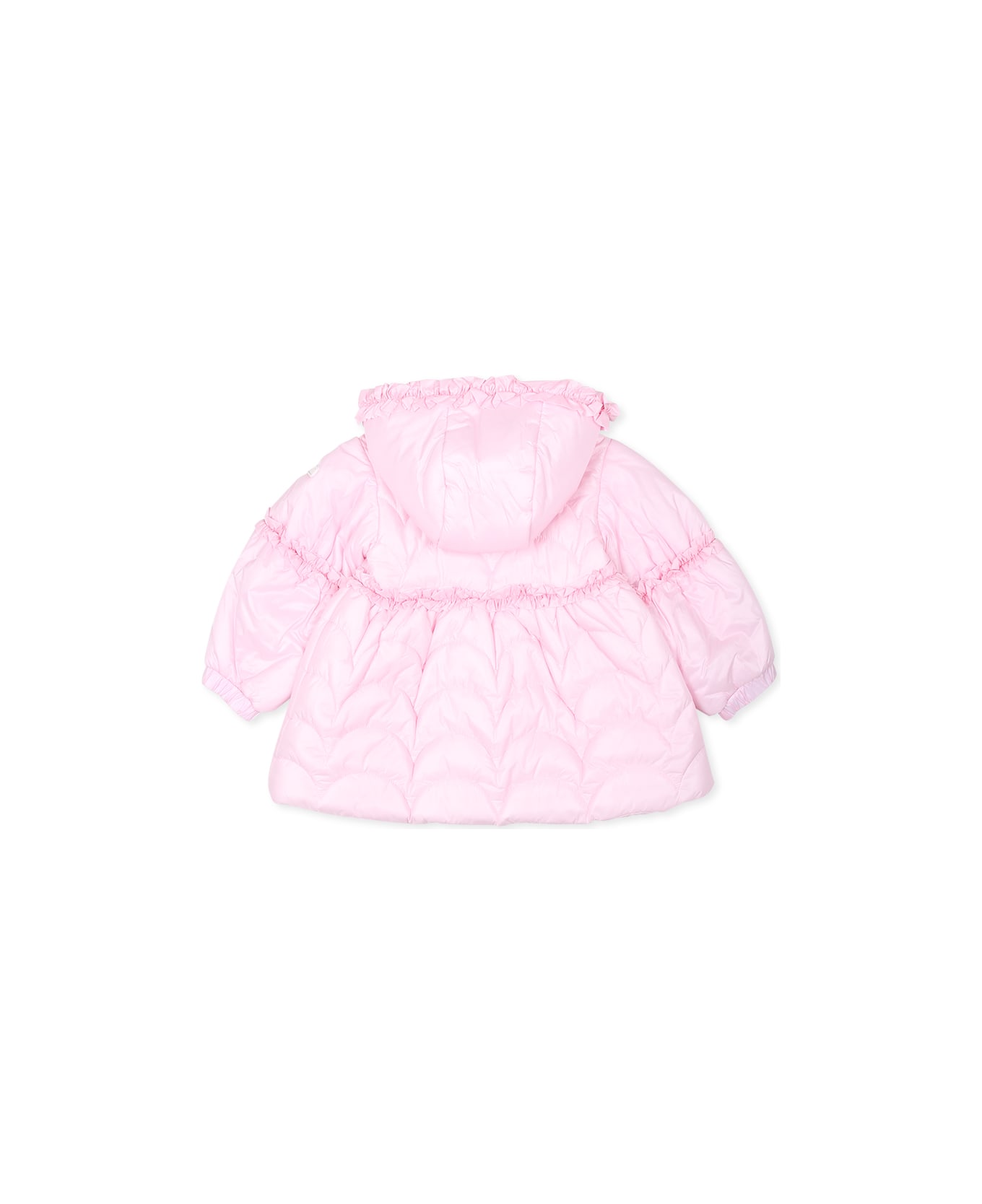 Monnalisa Pink Down Jacket For Baby Girl With Logo - Pink