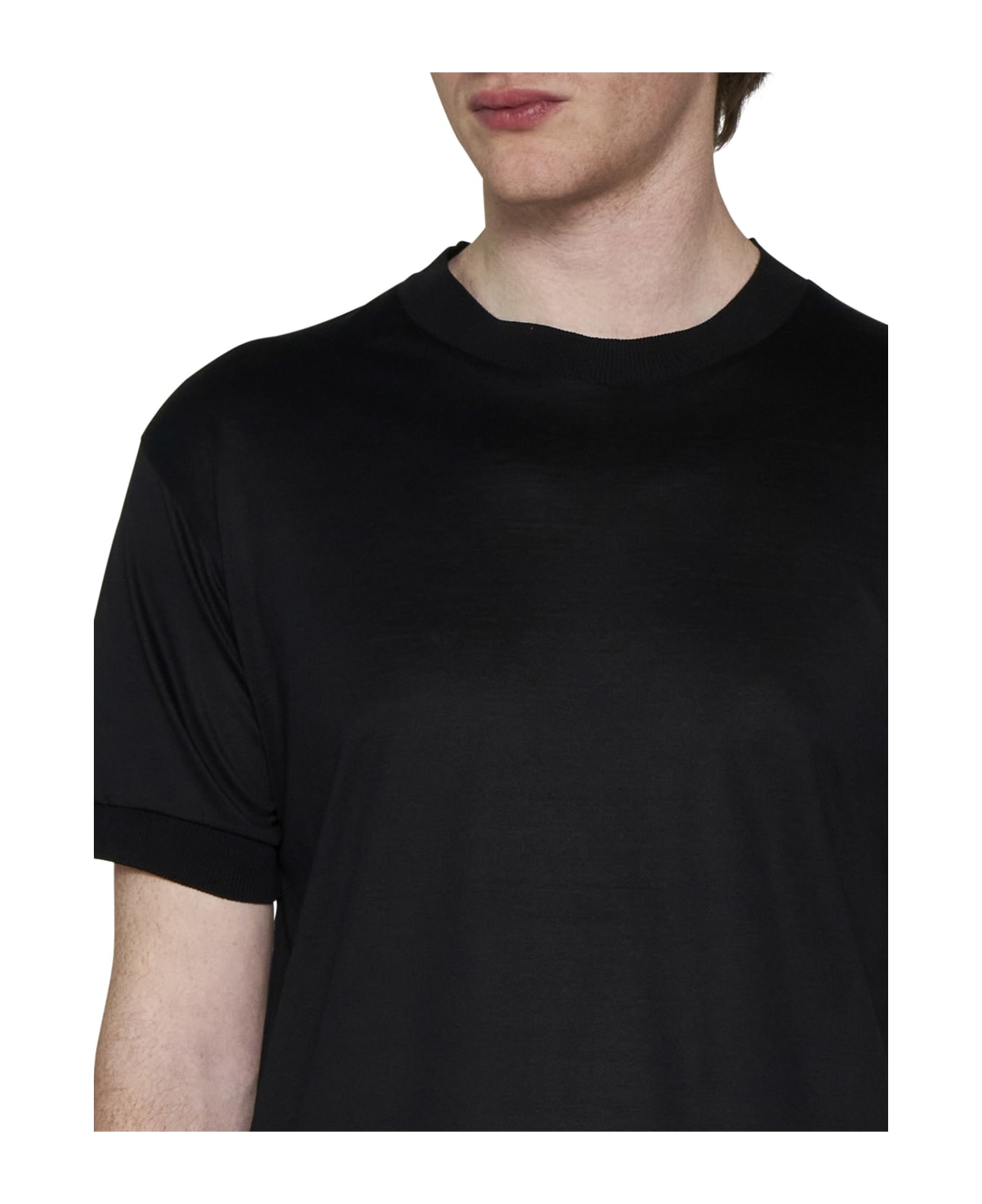 Tagliatore Lisle Cotton T-shirt - Nero シャツ