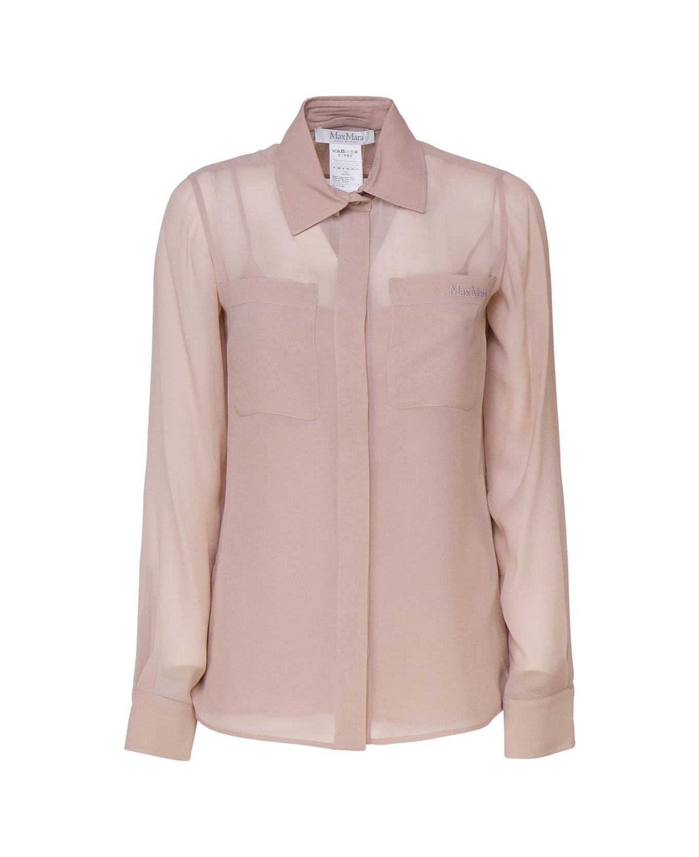 Max Mara Curved Hem Long-sleeved Shirt - Powder