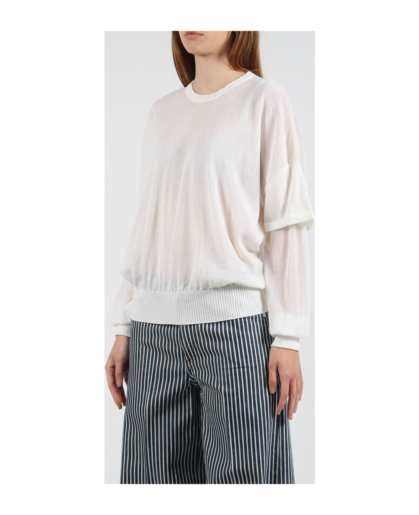 Atomo Factory Long-sleeved Knit Top - White