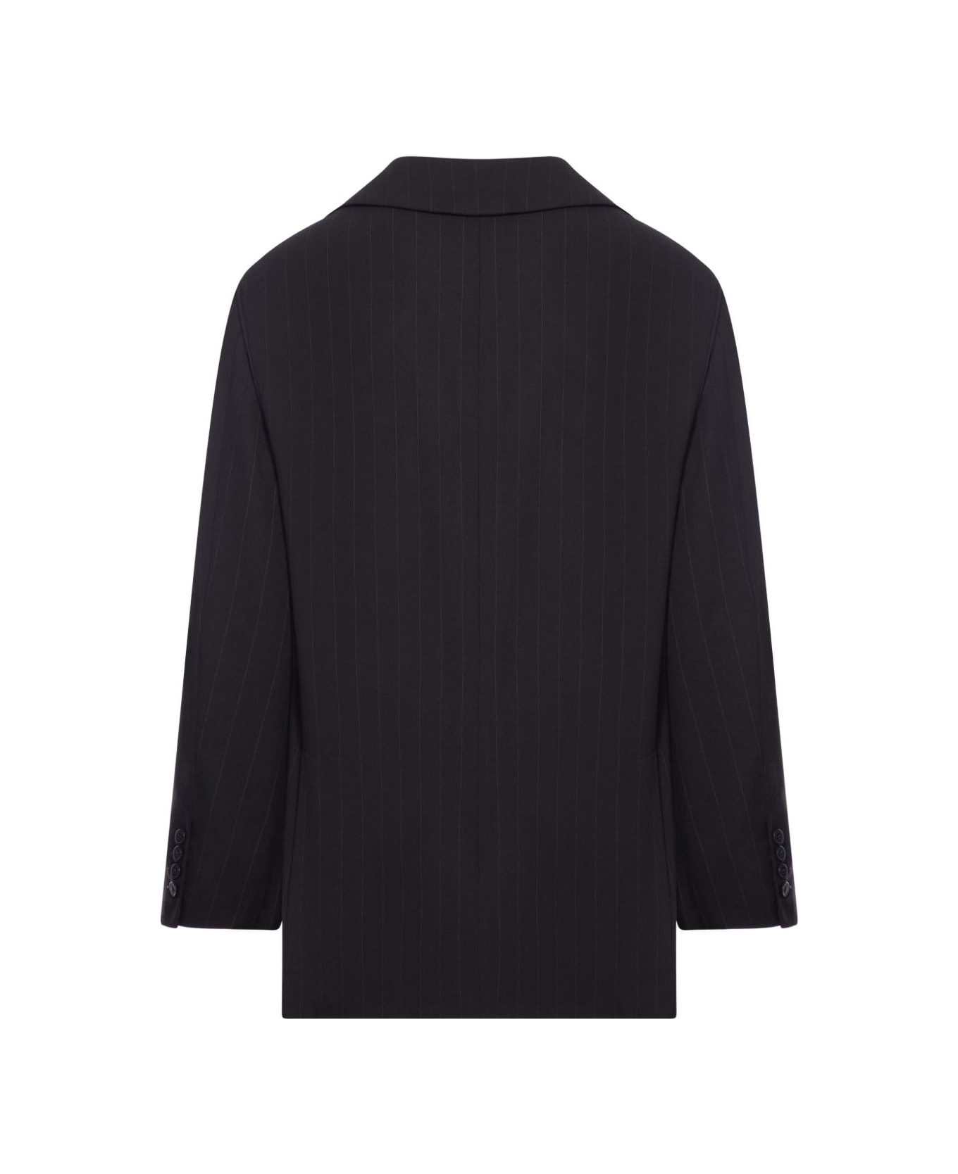 The Nina Studio Double-breasted Pinstripe Blazer - Black