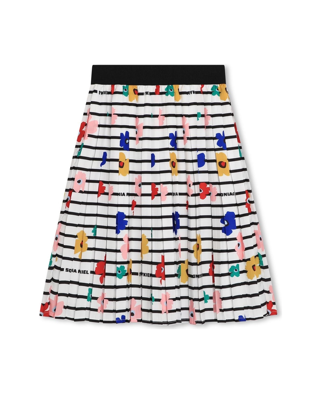 Sonia Rykiel Long Floral Skirt With Pleats - White
