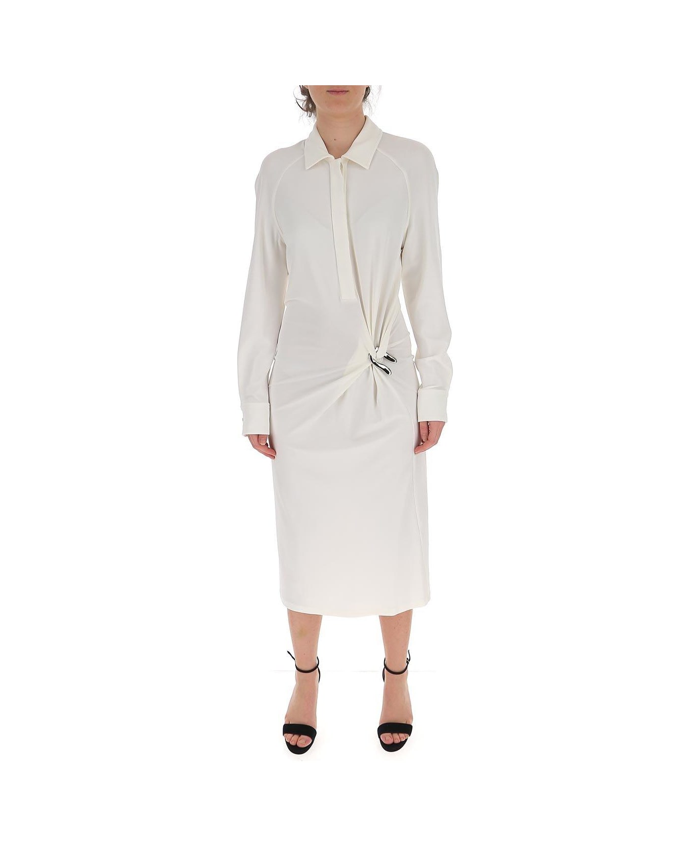 Bottega Veneta Knotted Detail Shirt Dress - WHITE