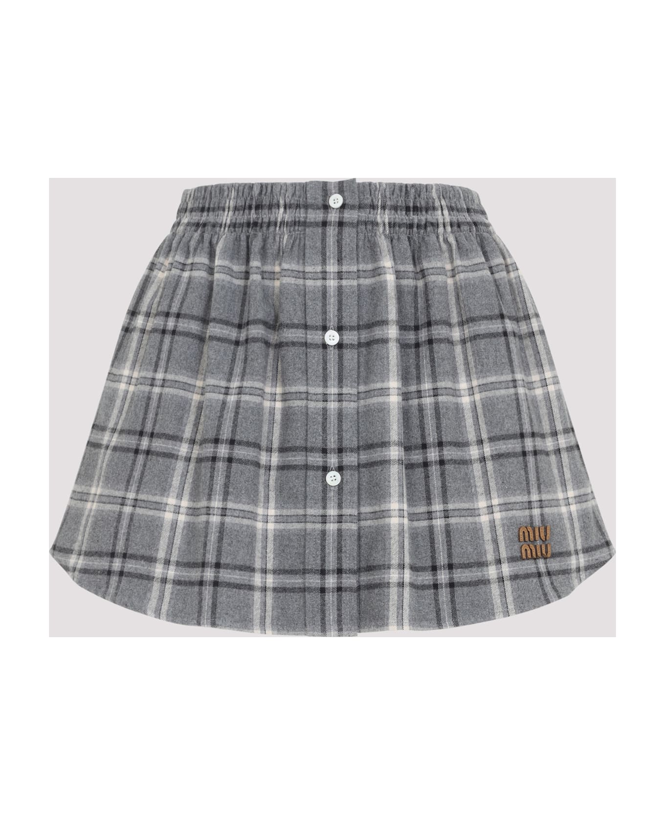 Miu Miu Cotton Midi Skirt - Ardesia