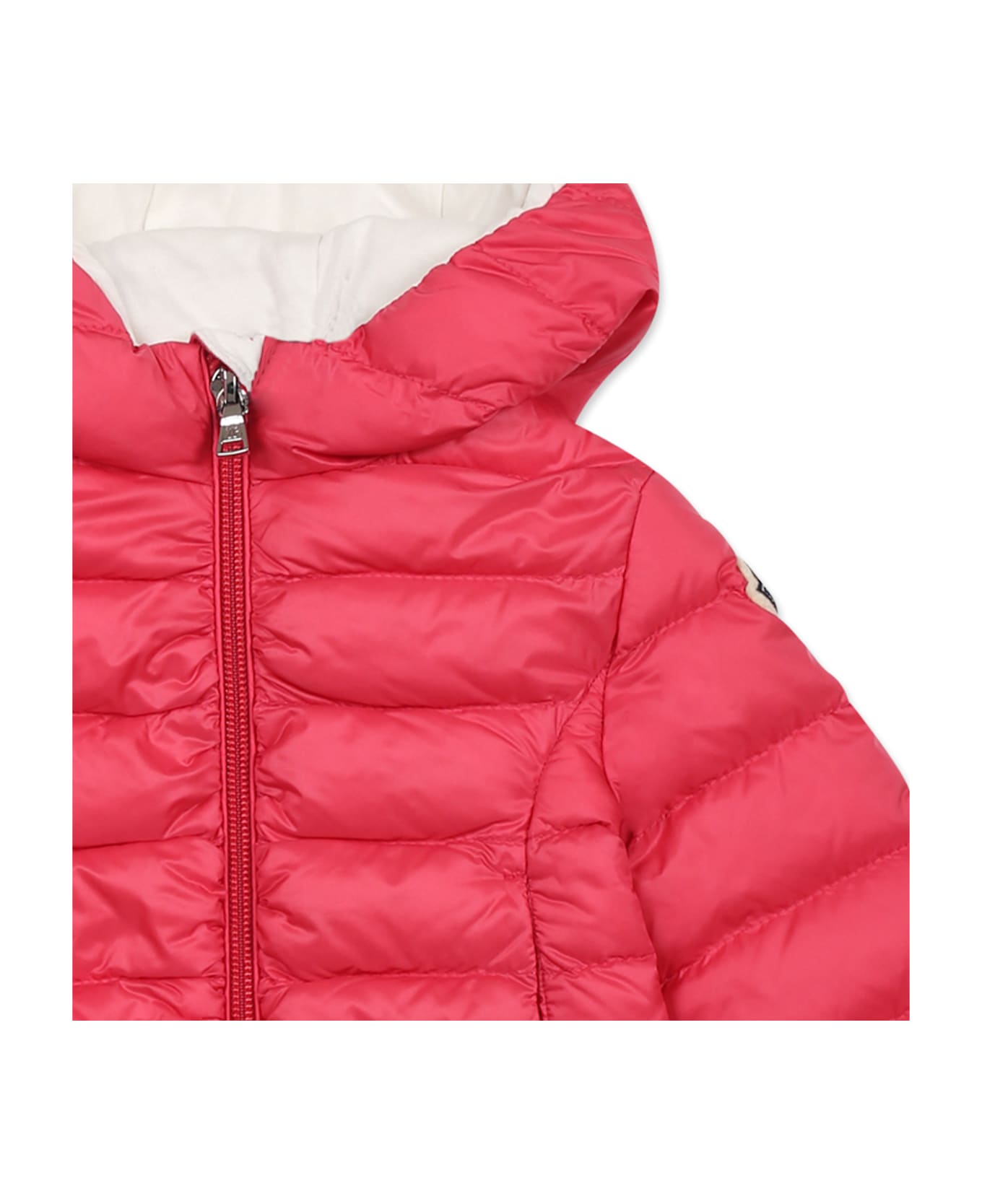 Moncler Fuchsia Down Jacket For Baby Girl With Logo - Fuchsia