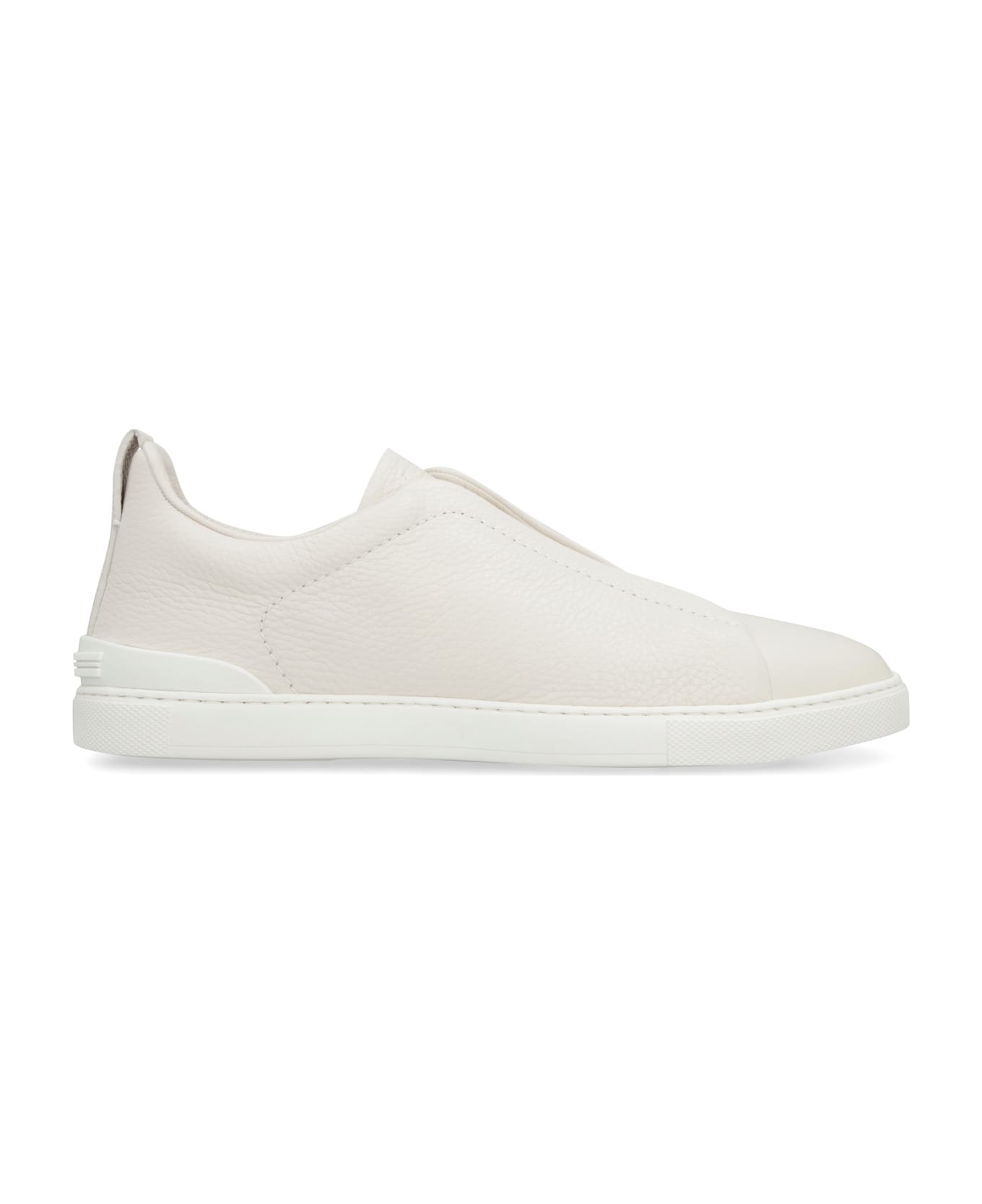 Zegna Triple Stitch Leather Sneakers - Ivory スニーカー