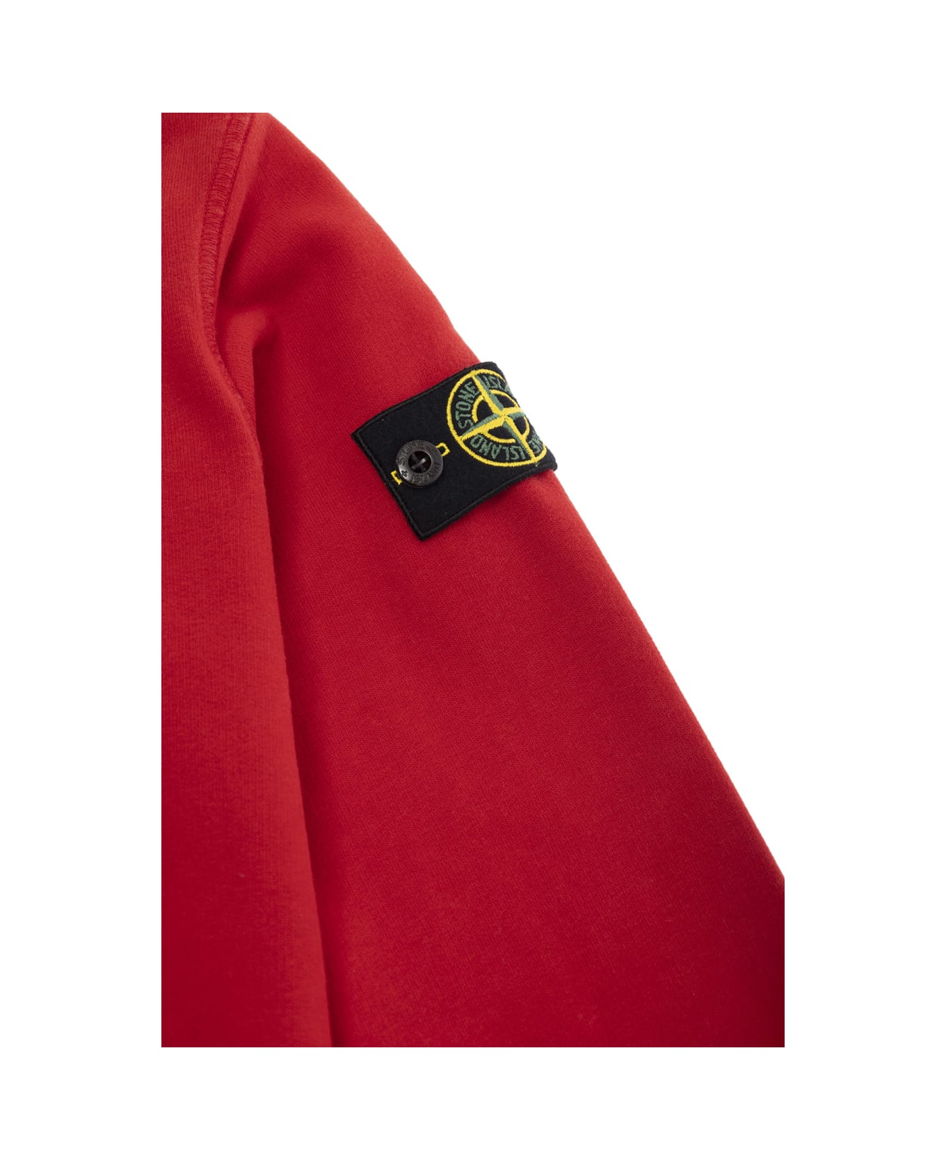 Stone Island Red Hoodie With Logo Patch In Cotton Boy - Rosso