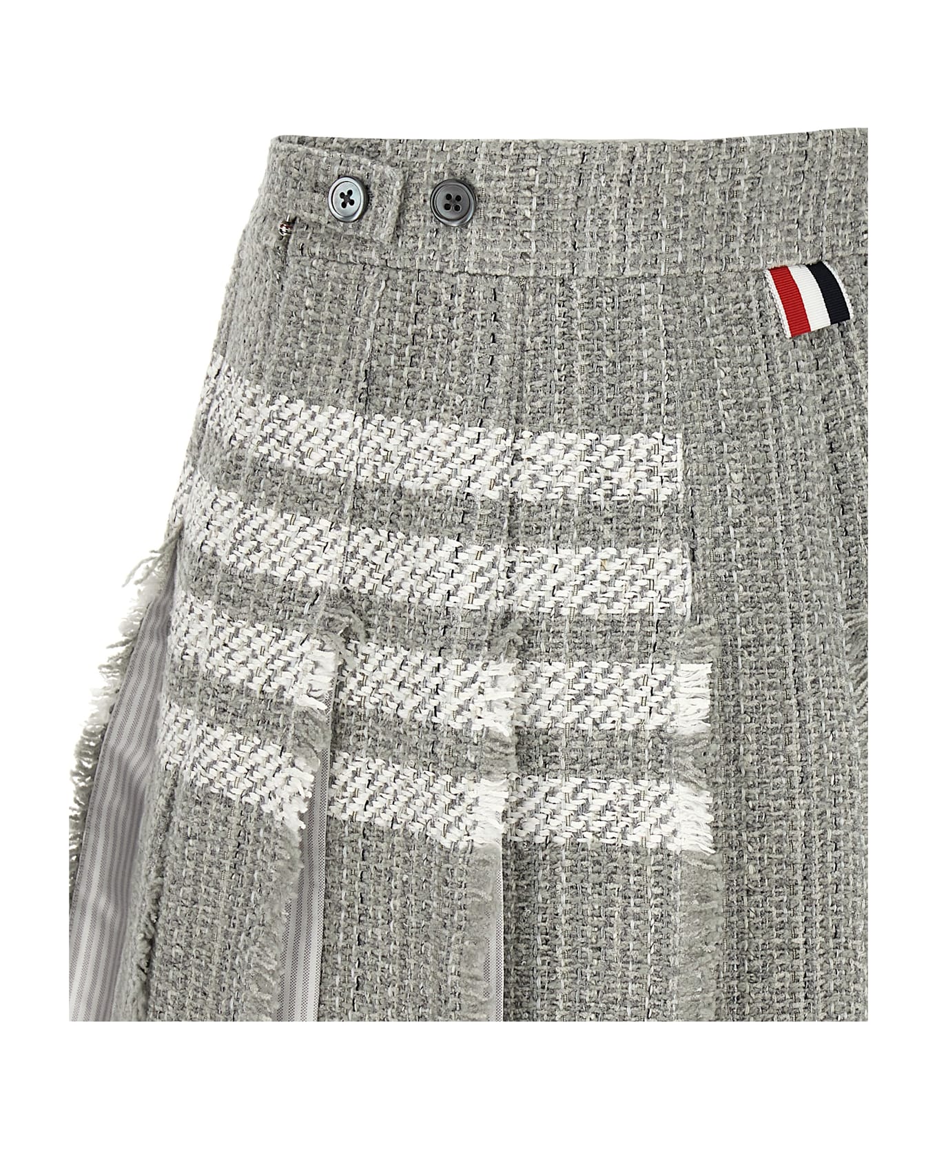 Thom Browne Pleated Tweed Skirt - Gray