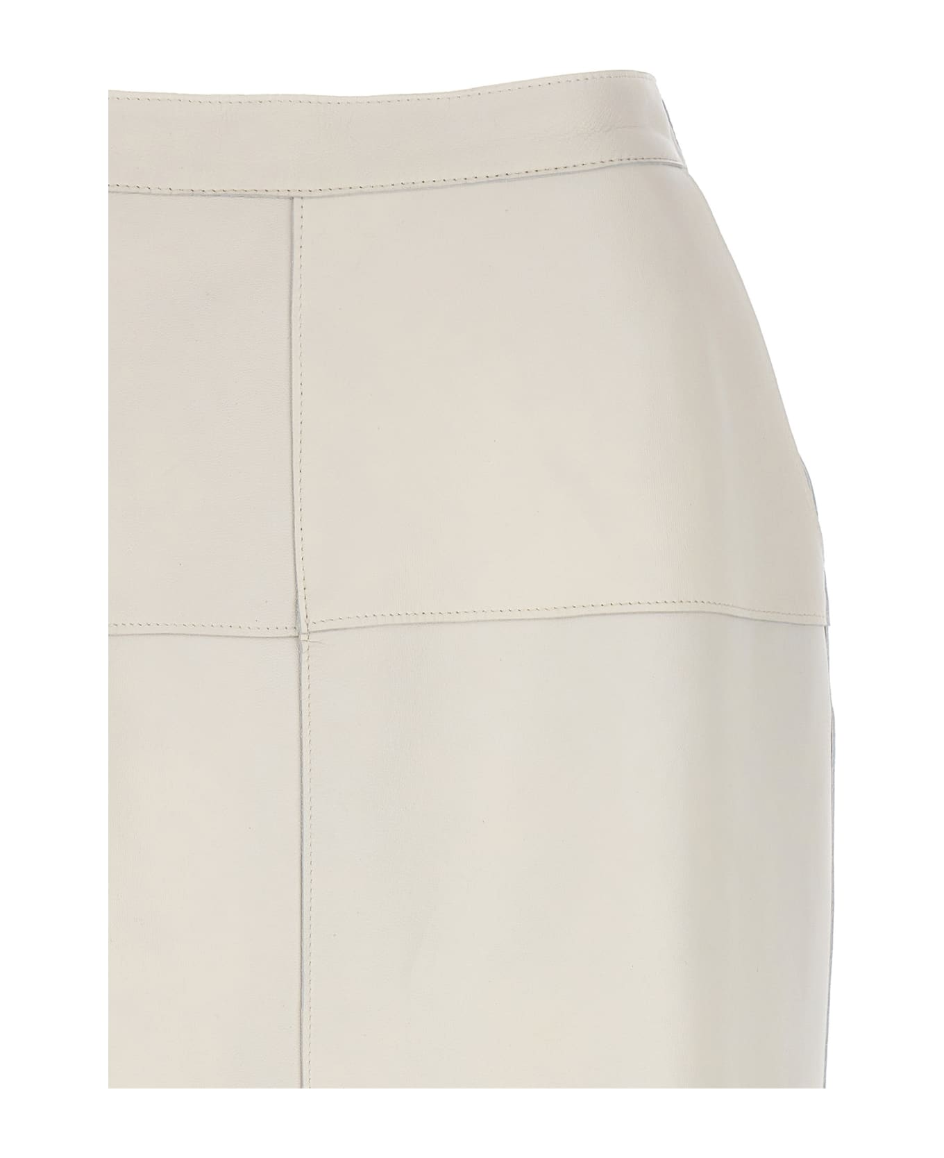 Parosh Leather Skirt - White