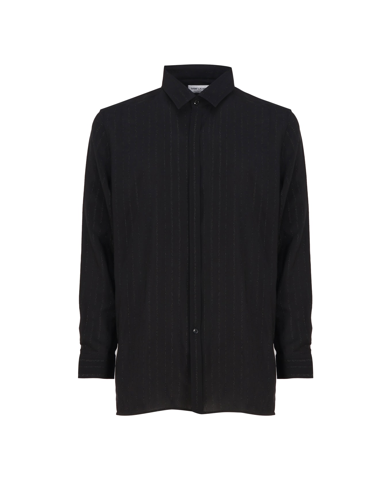 Saint Laurent Shirt With Buttons And Pointed Collar - Black