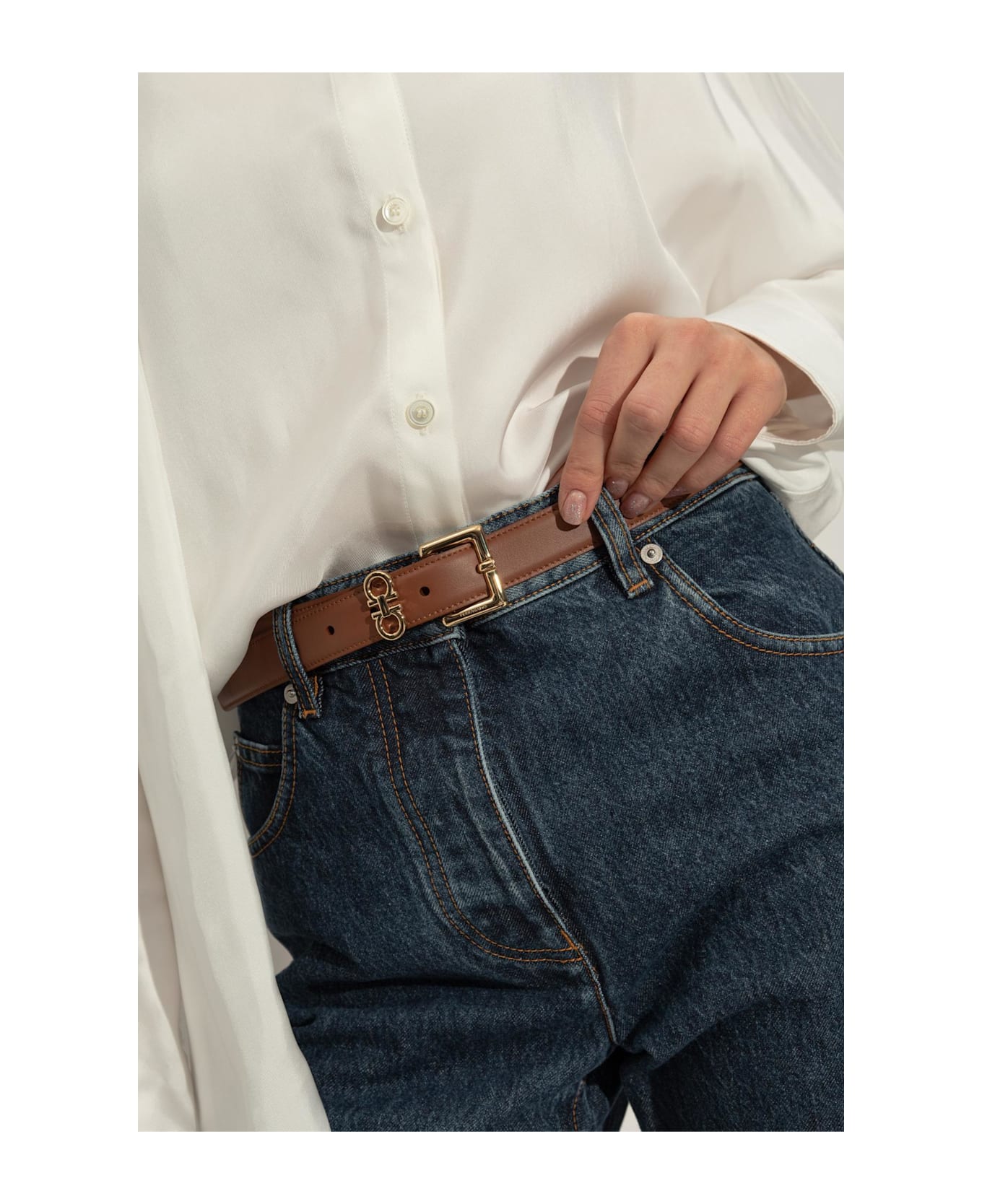 Ferragamo Leather Belt - BROWN
