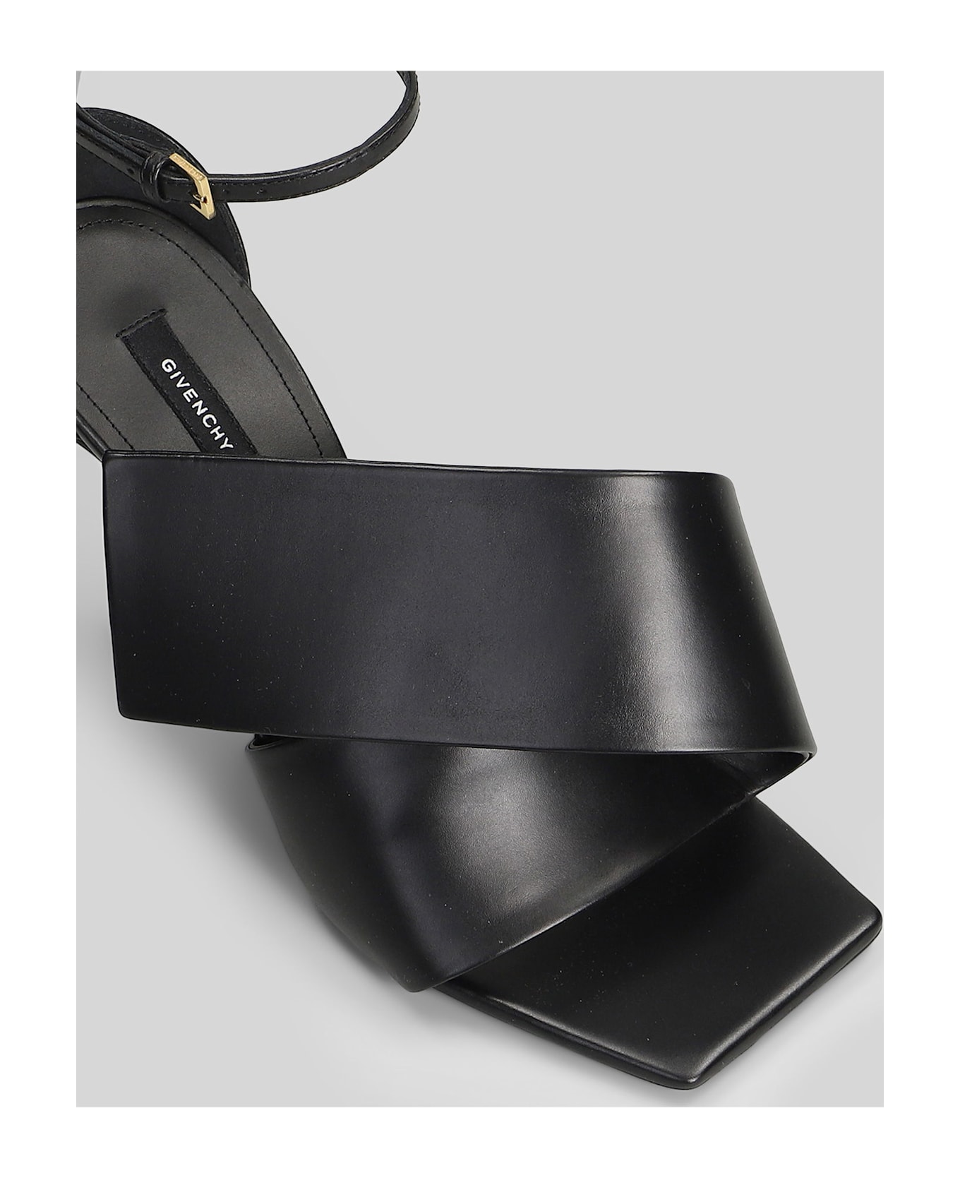 Givenchy Sliced Square Sandals In Black Leather - black