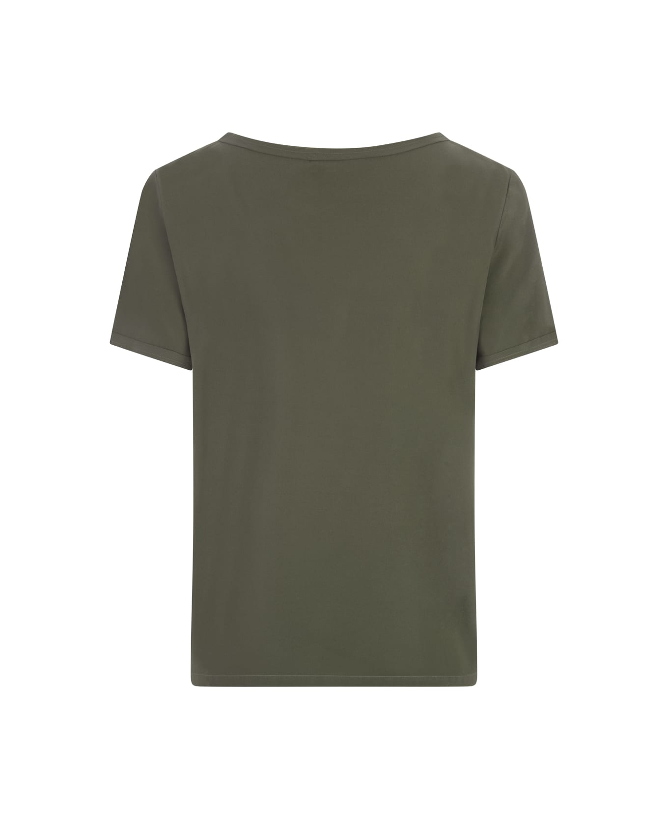 Her Shirt Military Green Opaque Silk T-shirt - Green