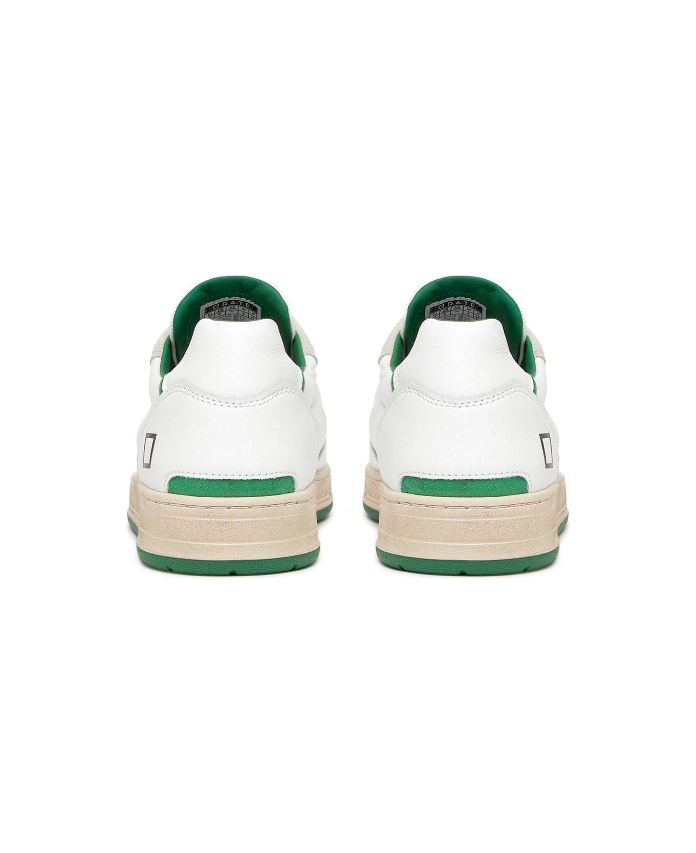 D.A.T.E. Court 2.0 White Green Leather Sneaker - WHITE GREEN
