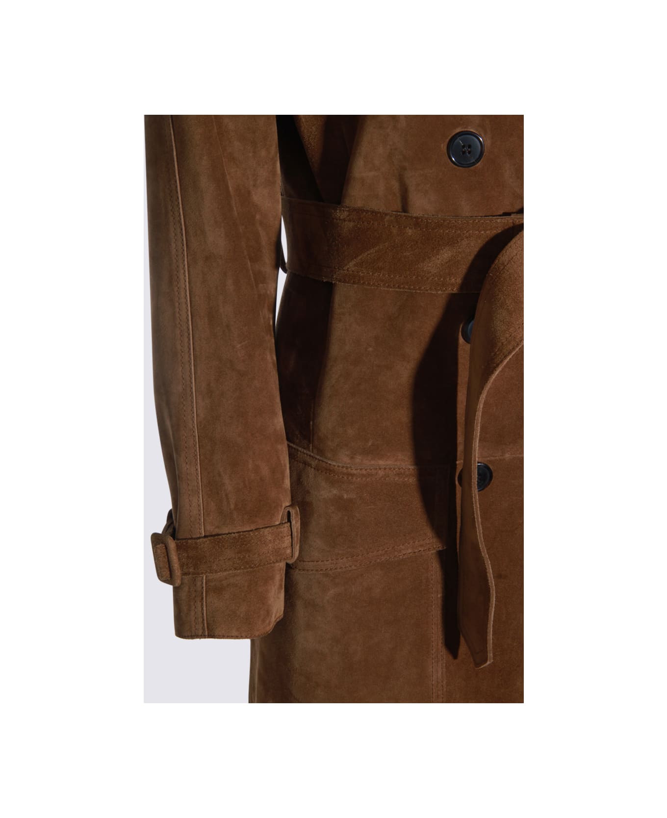 Saint Laurent Brown Leather Trench Coat